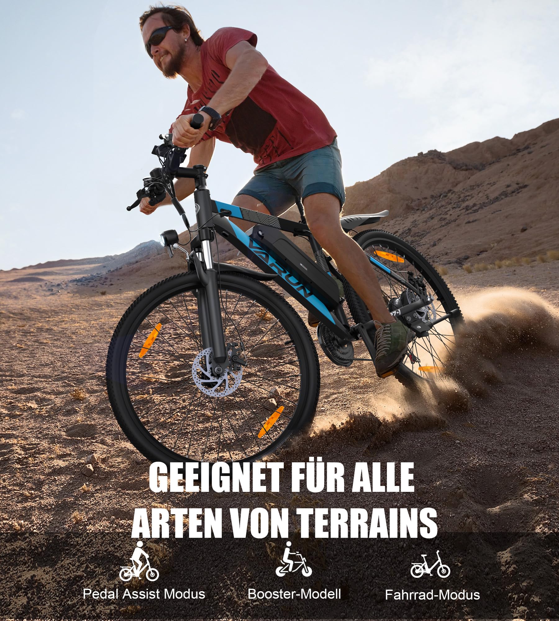 VARUN E Bike, 27,5 Zoll E-Mountainbike Herren Damen, APP-Modell, 48V13Ah Akku, LCD-Display mit 5 Fahrstufen, 21-Gang, Elektrofahrrad für Erwachsene, Reichweite Max 110KM - Image 4