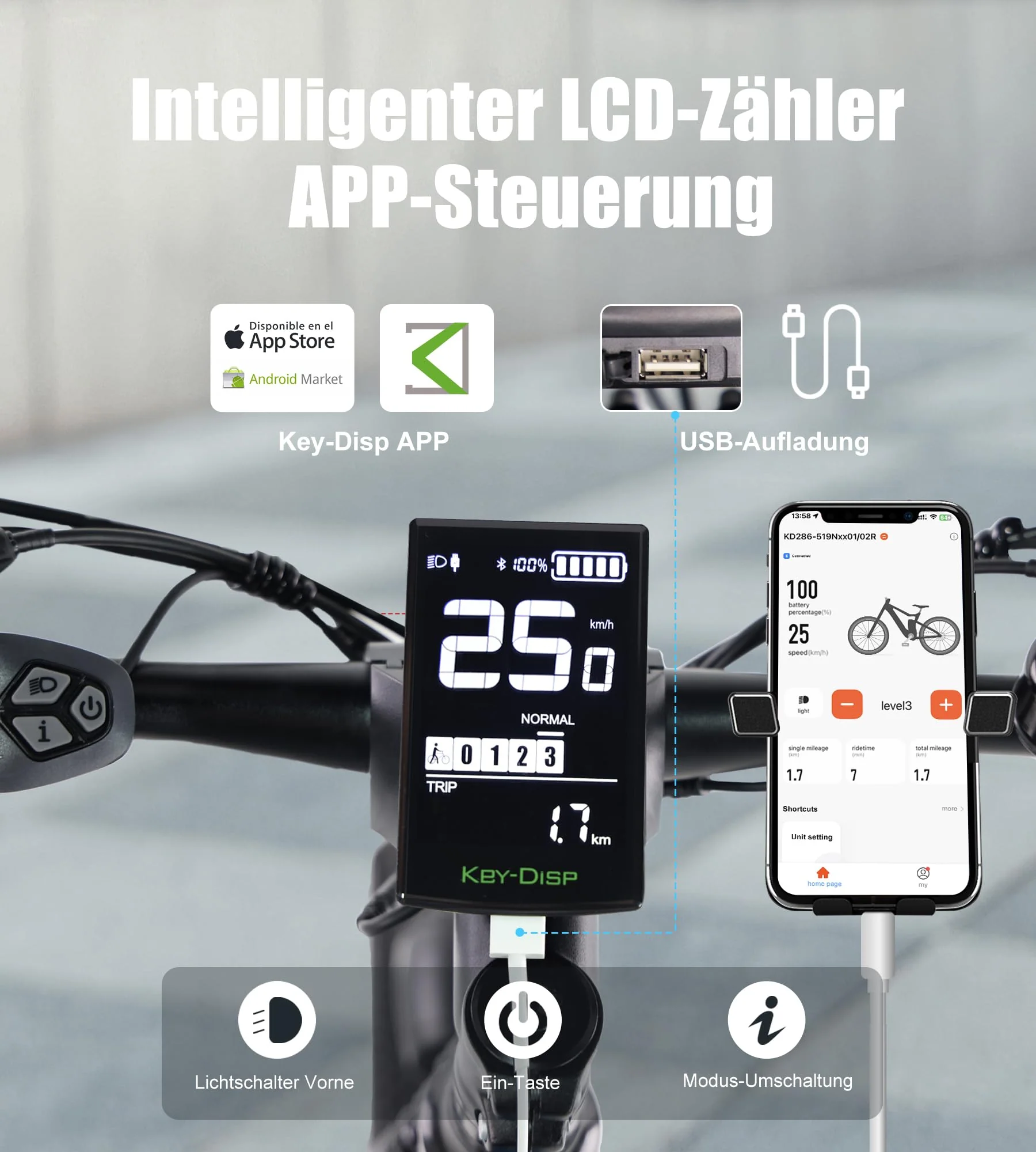 VARUN E Bike, 27,5 Zoll E-Mountainbike Herren Damen, APP-Modell, 48V13Ah Akku, LCD-Display mit 5 Fahrstufen, 21-Gang, Elektrofahrrad für Erwachsene, Reichweite Max 110KM - Image 7