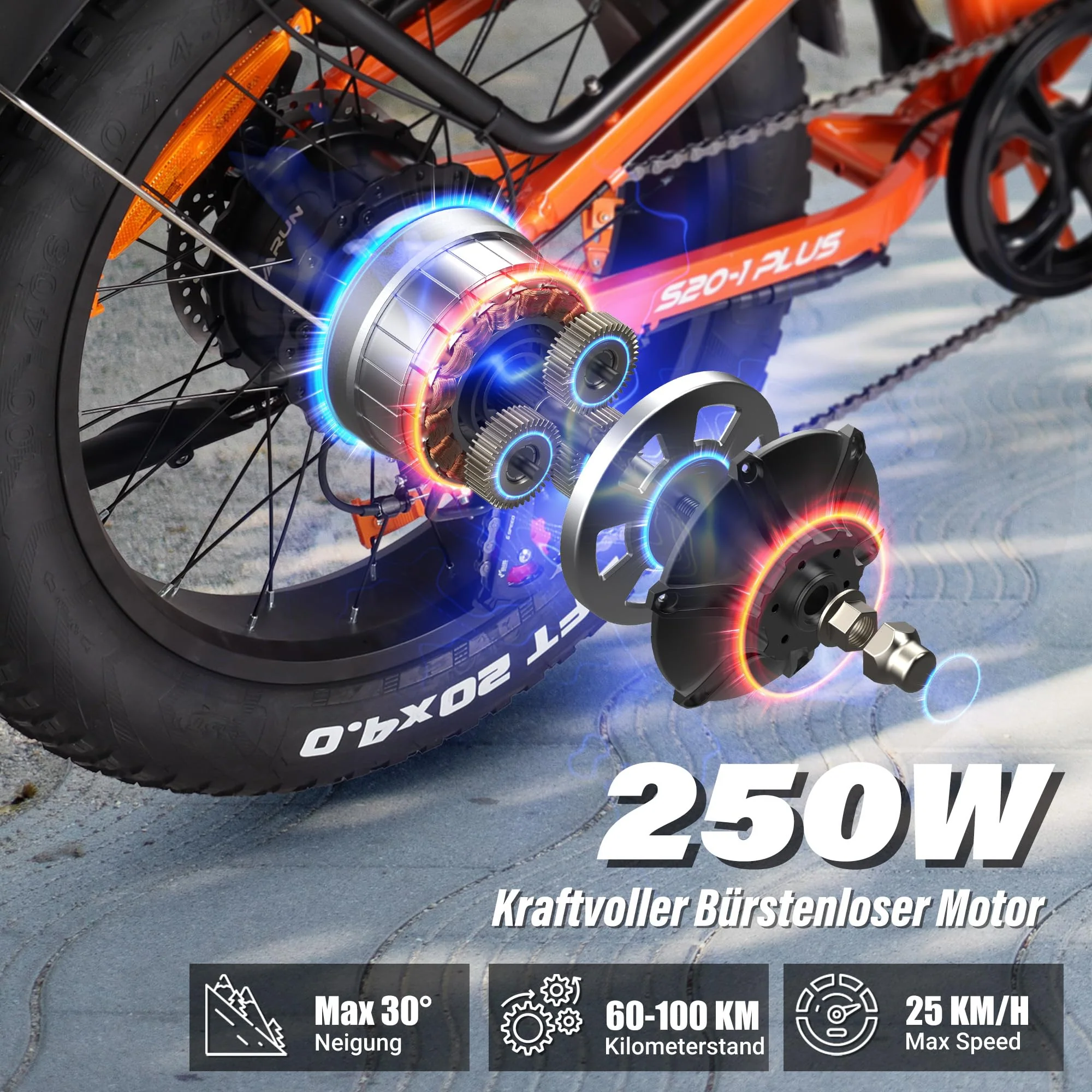 VARUN E Bike Herren und Damen Elektrofahrrad, Faltbares 20 * 4.0 Zoll E-Bike, mit 48V/13Ah Li-Ion Akku, LCD Display, Dual Shock Absorption, Leistung bis zu 100km, MTB