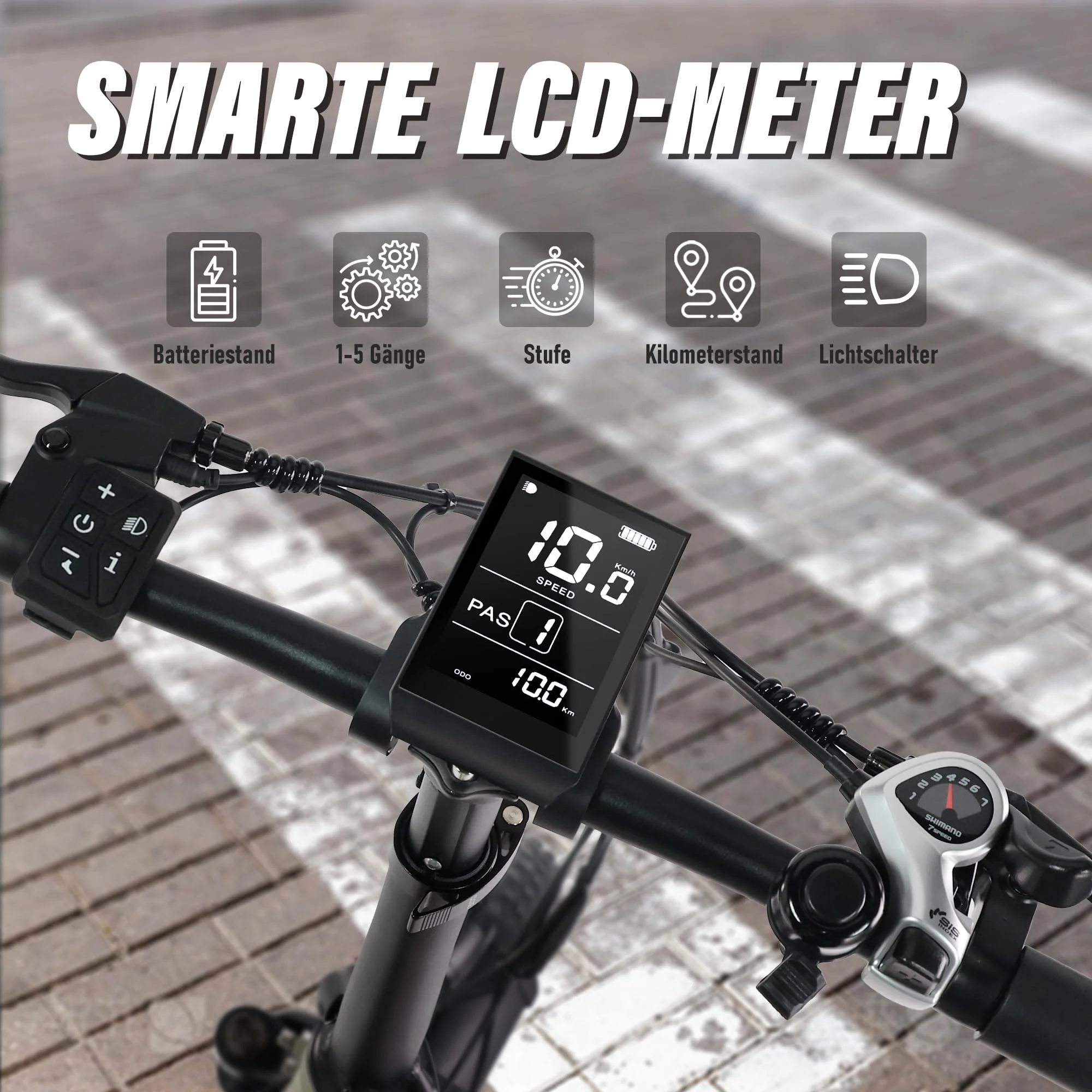 VARUN E Bike Herren und Damen Elektrofahrrad, Faltbares 20 * 4.0 Zoll E-Bike, mit 48V/13Ah Li-Ion Akku, LCD Display, Dual Shock Absorption, Leistung bis zu 100km, MTB - Image 5