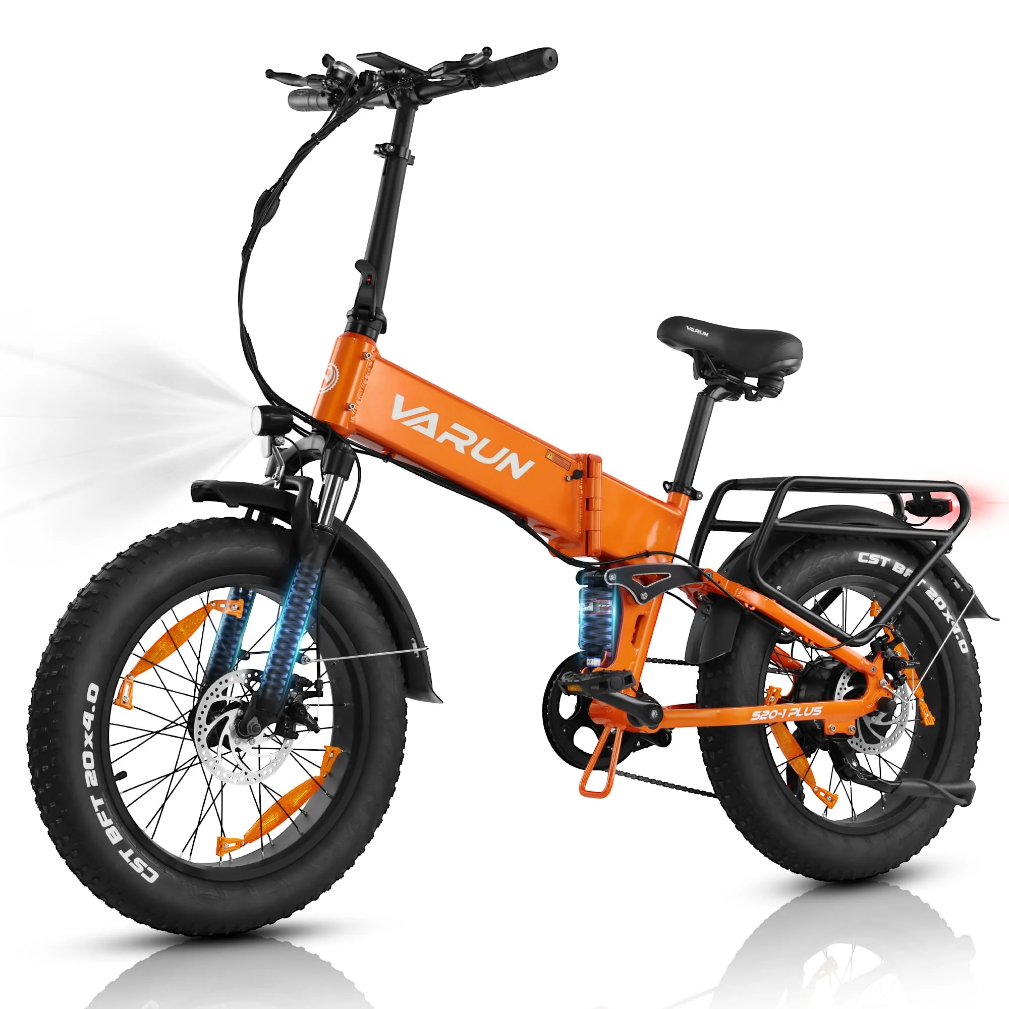 VARUN E Bike Herren und Damen Elektrofahrrad, Faltbares 20 * 4.0 Zoll E-Bike, mit 48V/13Ah Li-Ion Akku, LCD Display, Dual Shock Absorption, Leistung bis zu 100km, MTB - Image 6