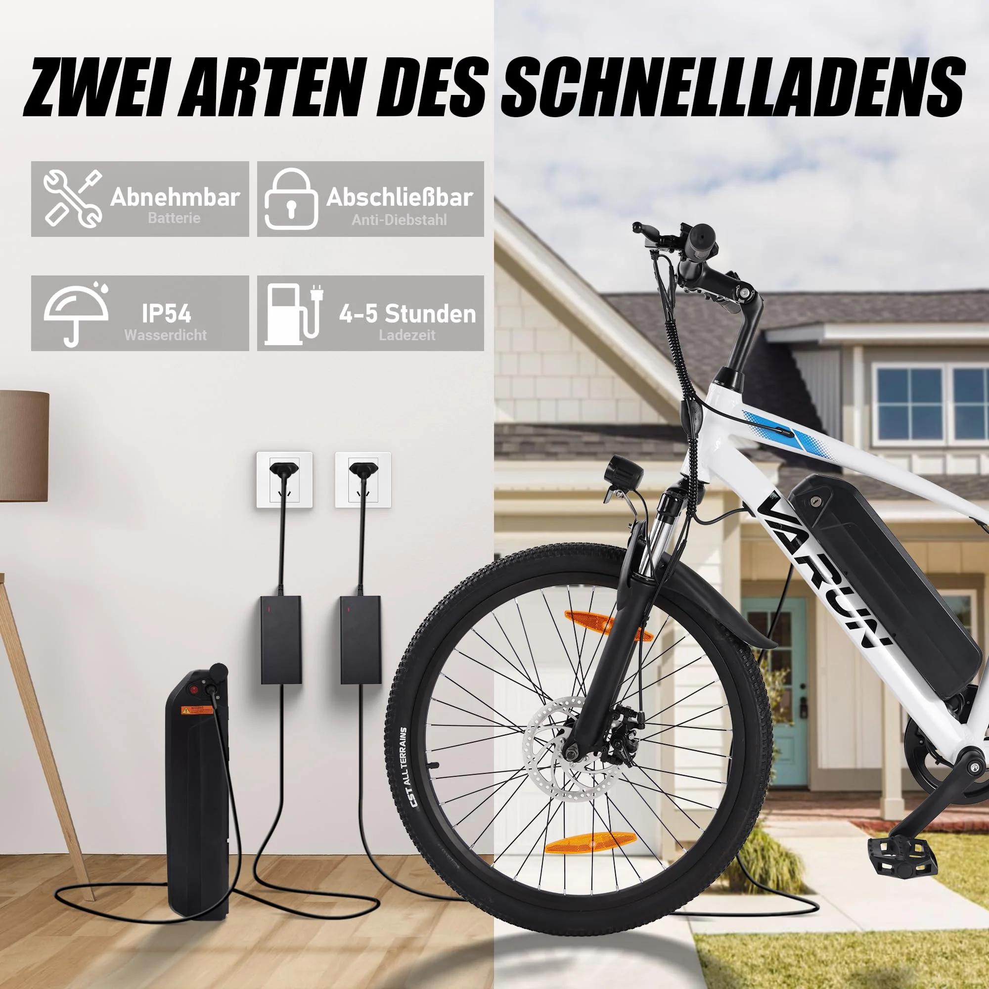 VARUN Elektrofahrrad 24 Zoll, Herren und Damen E-Bike mit 36V 7.8Ah herausnehmbarem Li-Ion Akku mit 250W Motor, Aluminiumlegierung Elektrofahrrad für Outdoor Touren 70KM - Image 5
