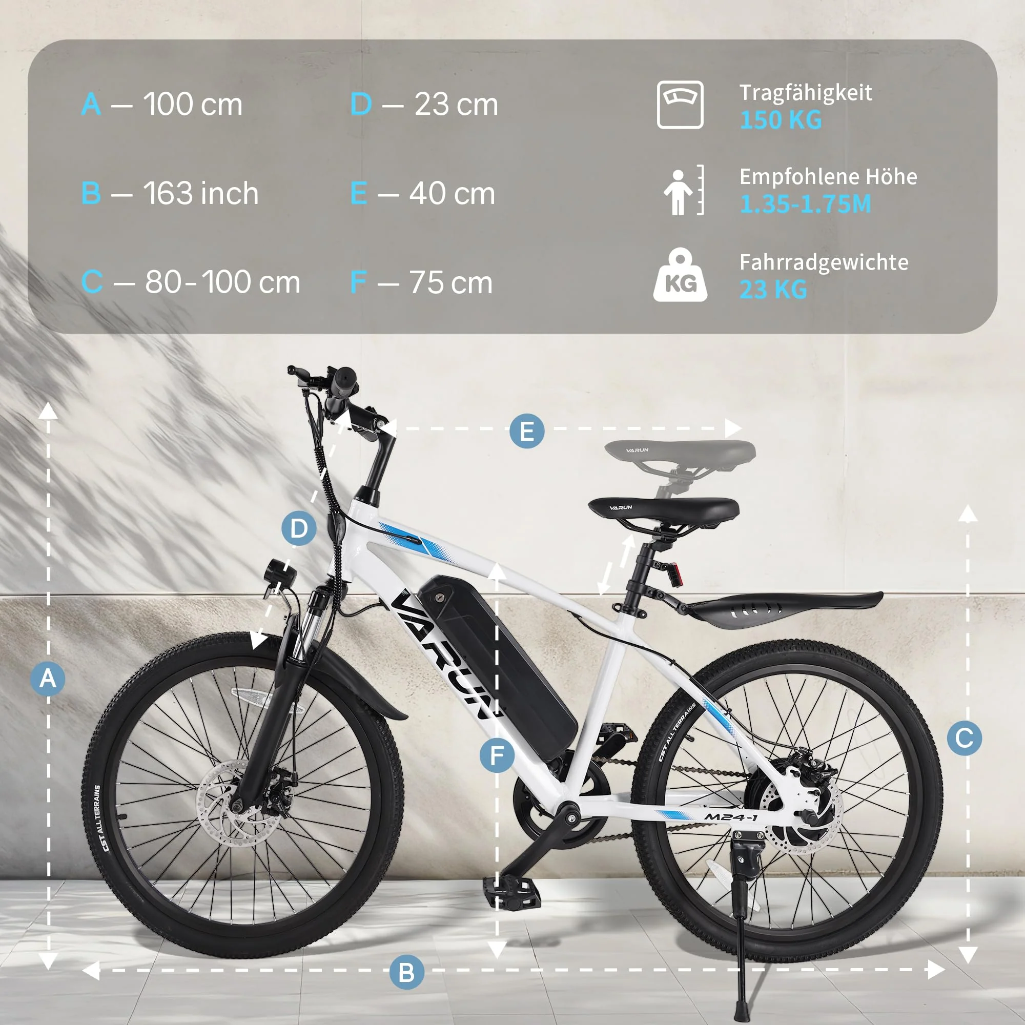 VARUN Elektrofahrrad 24 Zoll, Herren und Damen E-Bike mit 36V 7.8Ah herausnehmbarem Li-Ion Akku mit 250W Motor, Aluminiumlegierung Elektrofahrrad für Outdoor Touren 70KM - Image 6