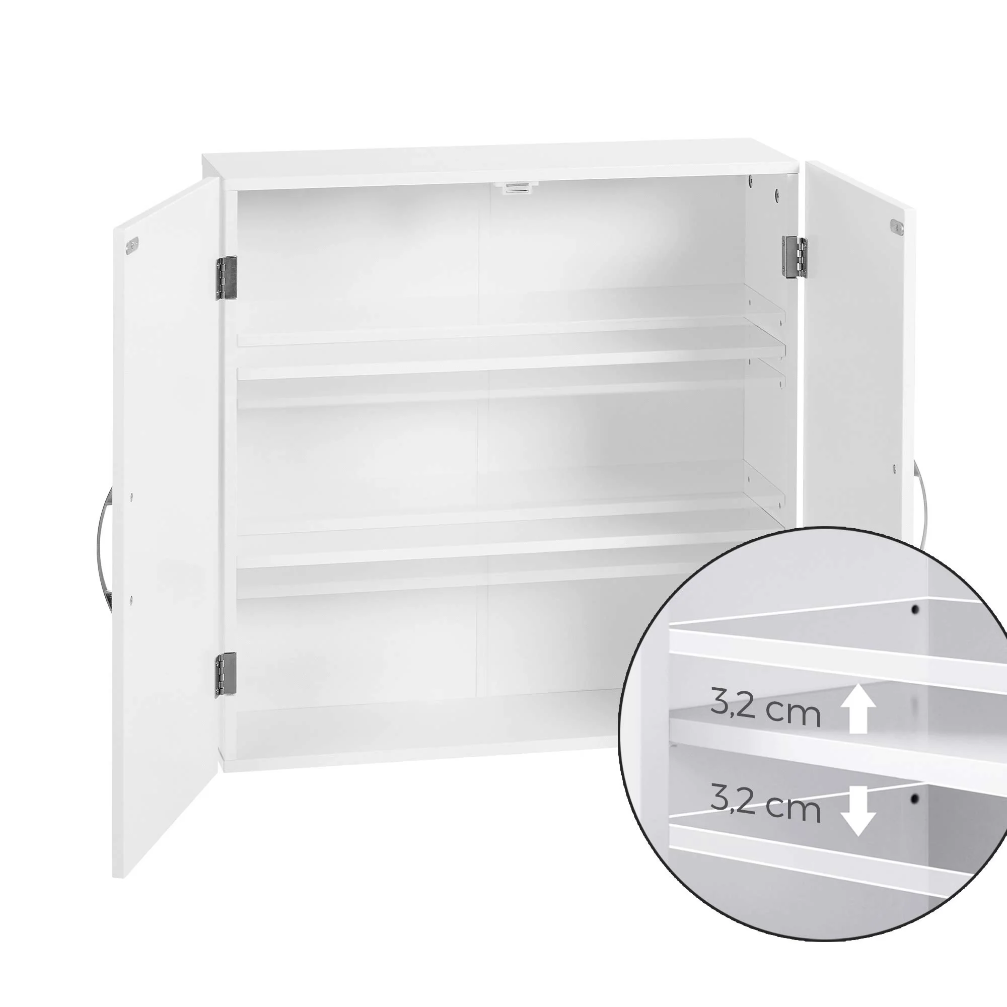 VASAGLE Badezimmerschrank, Badschrank, wandmontiert, 18 x 60 x 60 cm, Wandschrank mit verstellbaren Ablagen, wolkenweiß BBC320W01 - Image 4