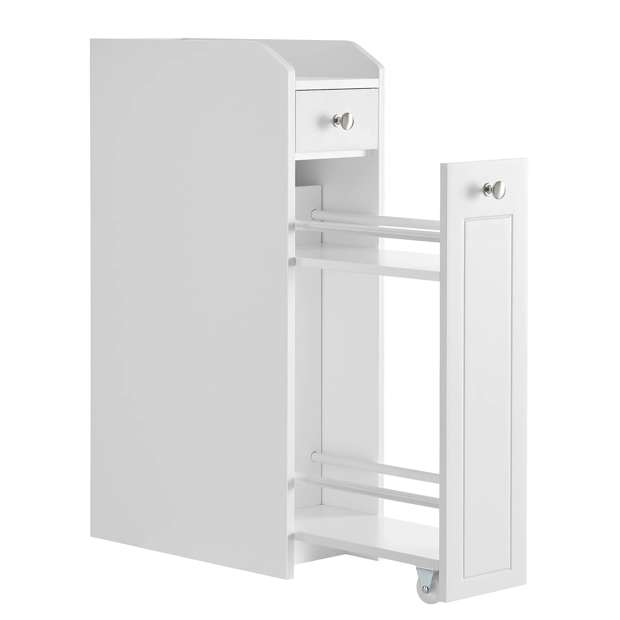 VASAGLE Badezimmerschrank klein, Badschrank schmal, Kleiner Schrank für Toilettenpapier, Toilettenschrank mit Schubladen, Aufbewahrungsschrank stehend, für kleine Räume, weiß BBC847P31 - Image 5