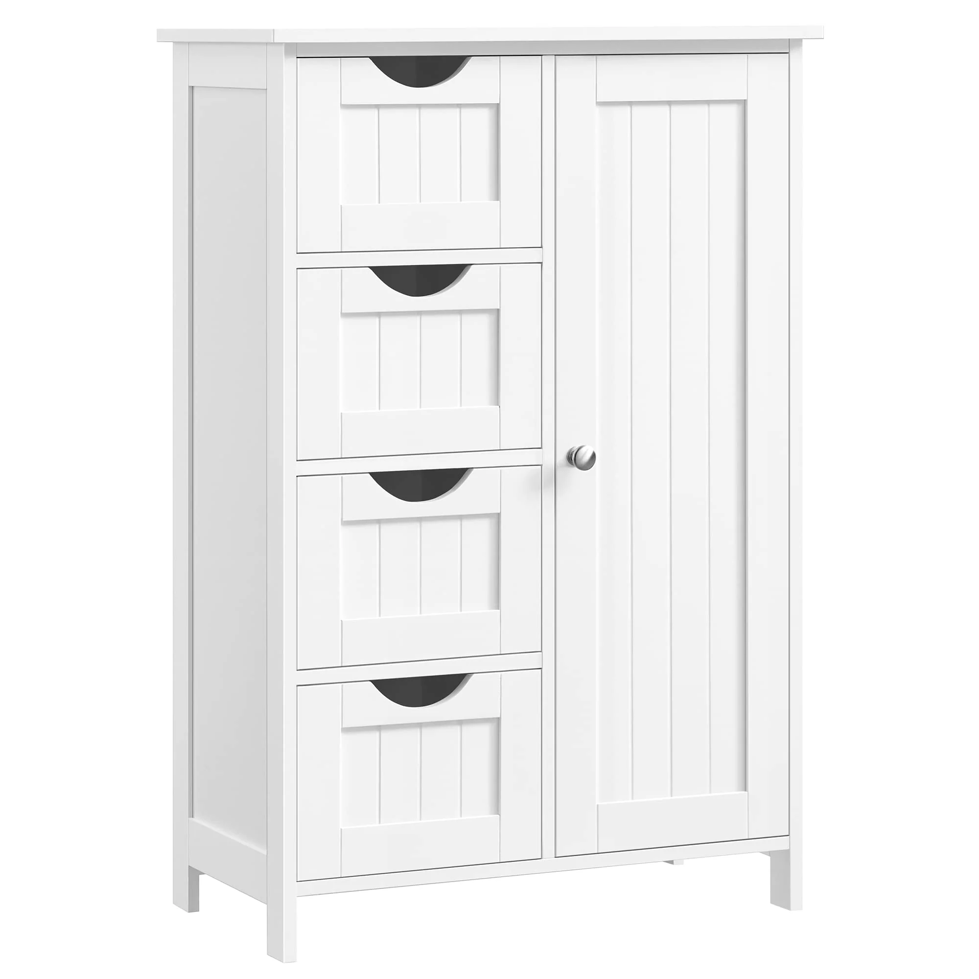 VASAGLE Badezimmerschrank, schmaler Badschrank, Beistellschrank, Kommode, mit 4 Schubladen, Schranktür, verstellbare Ablage, 30 x 55 x 82 cm, weiß LHC41W - Image 5