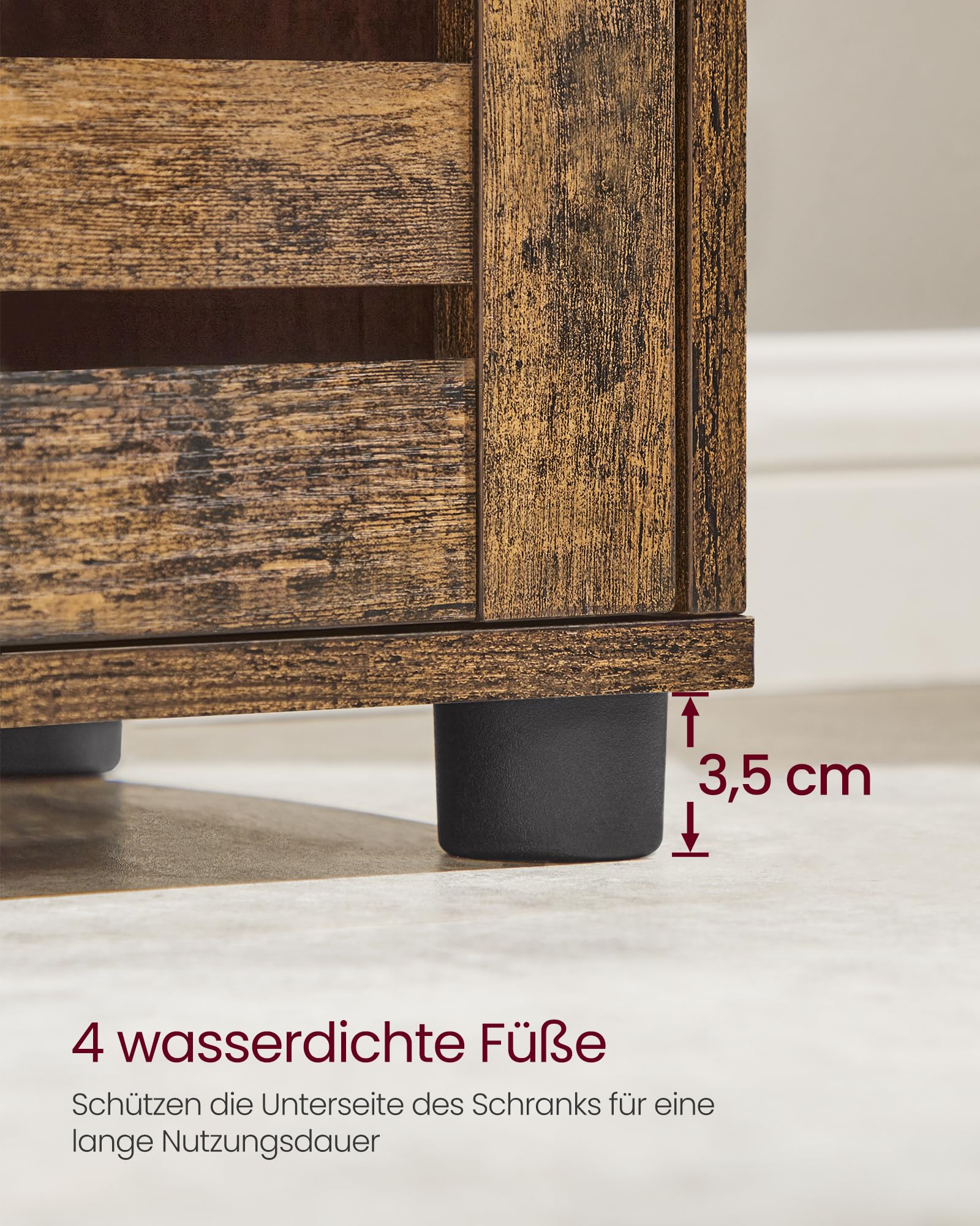 VASAGLE Hochschrank fürs Badezimmer, hoher Badezimmerschrank, Badregal stehend, mit 3 offenen Fächern und 2 verstellbaren Einlegeböden, Wohnzimmer, Eingangsbereich, vintagebraun BBK160X01 - Image 2