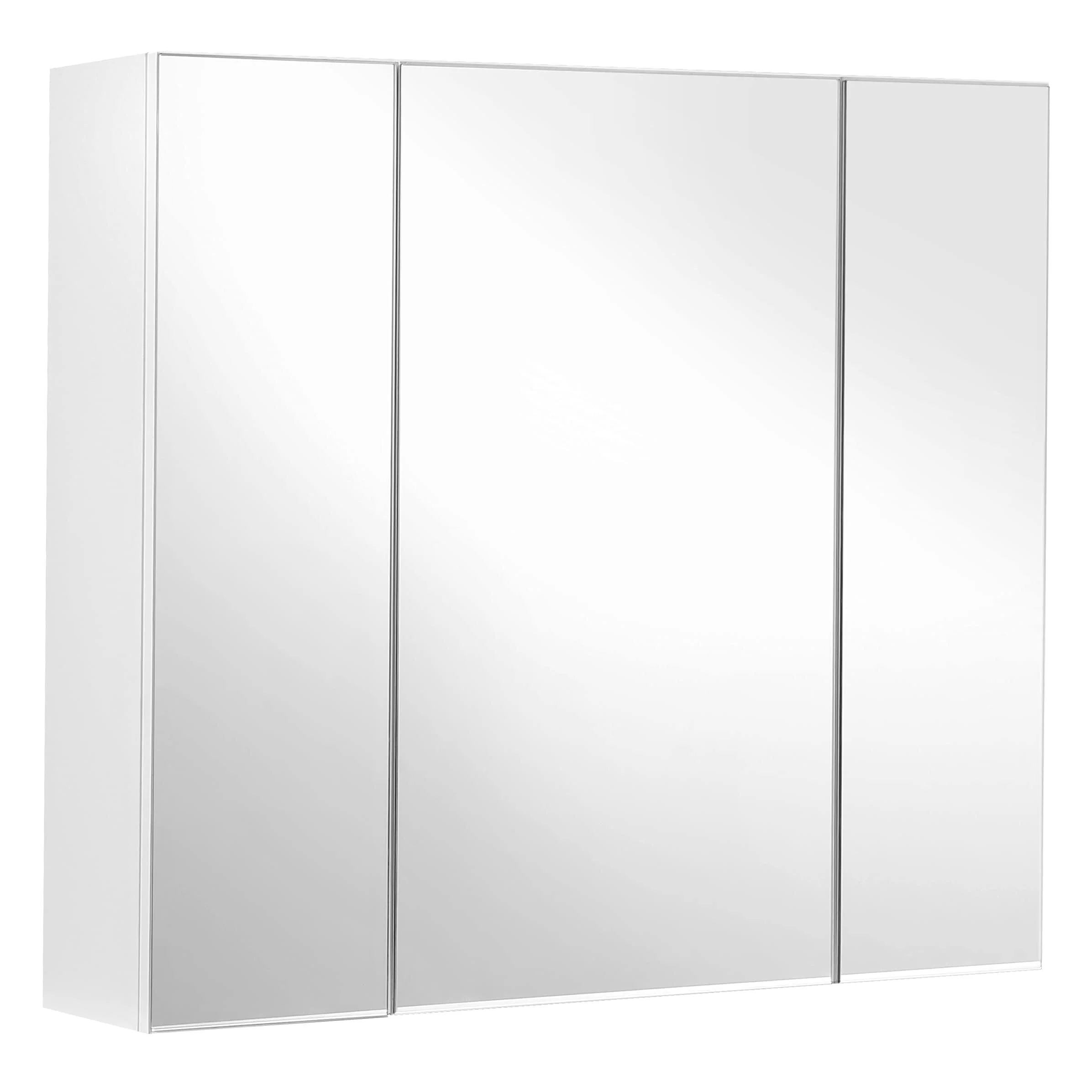 VASAGLE Wandschrank für Badezimmer, Schrank mit Spiegel, 3 Türen, 60 x 15 x 55 cm, mit verstellbarem Regal, modern, weiß, BBK22WT - Image 3