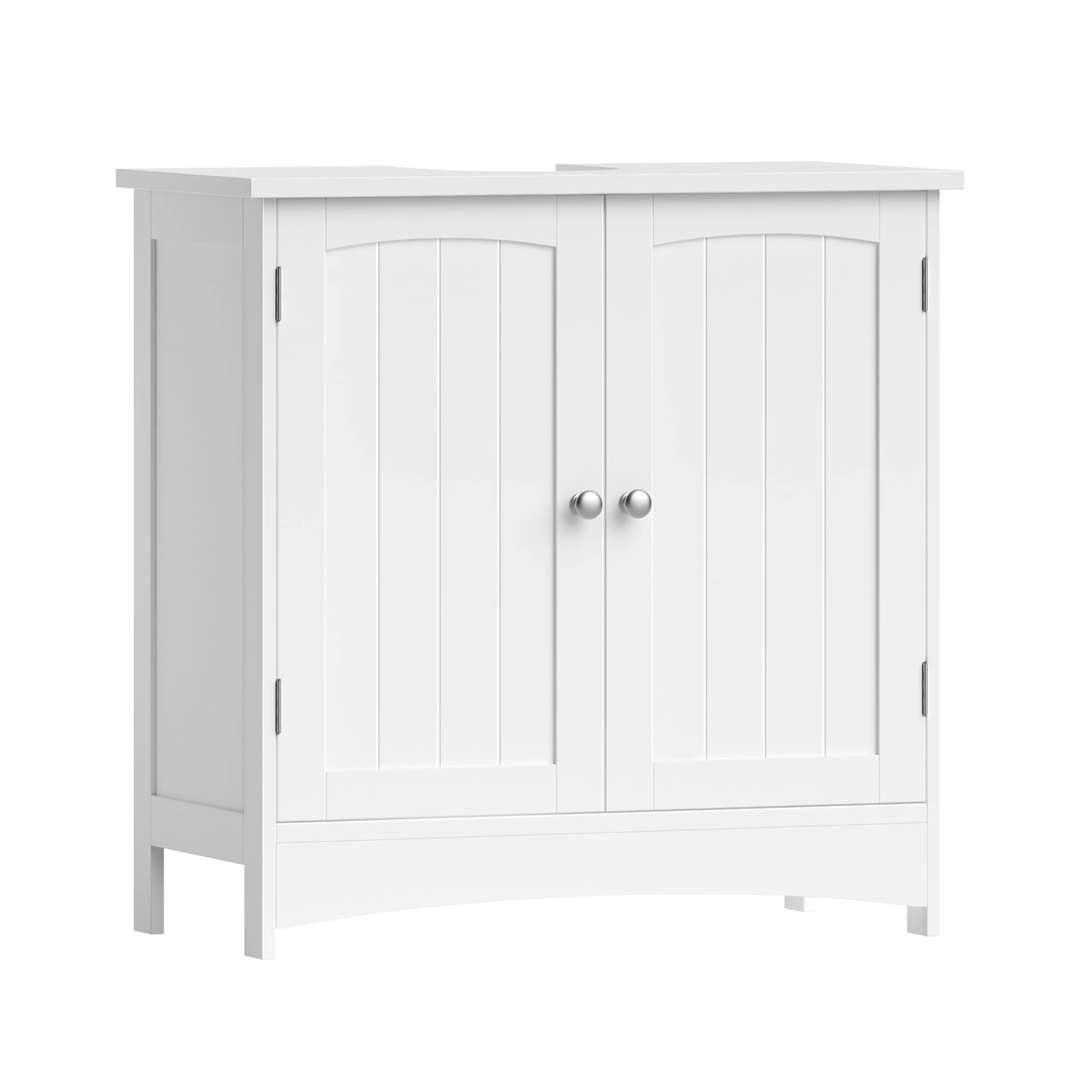 VASAGLE Waschbeckenunterschrank, Unterschrank, Waschtischunterschrank, Badezimmerschrank mit 2 Türen, verstellbare Ablage, viel Stauraum, freistehend, Landhausstil, 60 x 30 x 60 cm, Weiß BBC01WT - Image 4