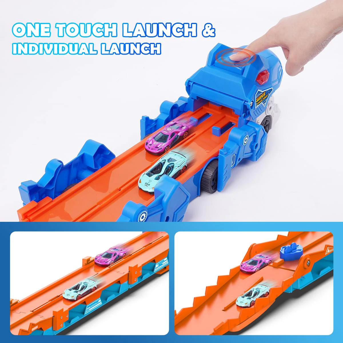 VATOS Dinosaurier Transport Truck Auto Spielzeug - 2 in 1 Auswurf Folding Portable Track Auto mit 8 Race Cars, Träger Fahrzeuge Spielzeug-Set für Kinder Jungen 3-5 Jahre alt - Image 6
