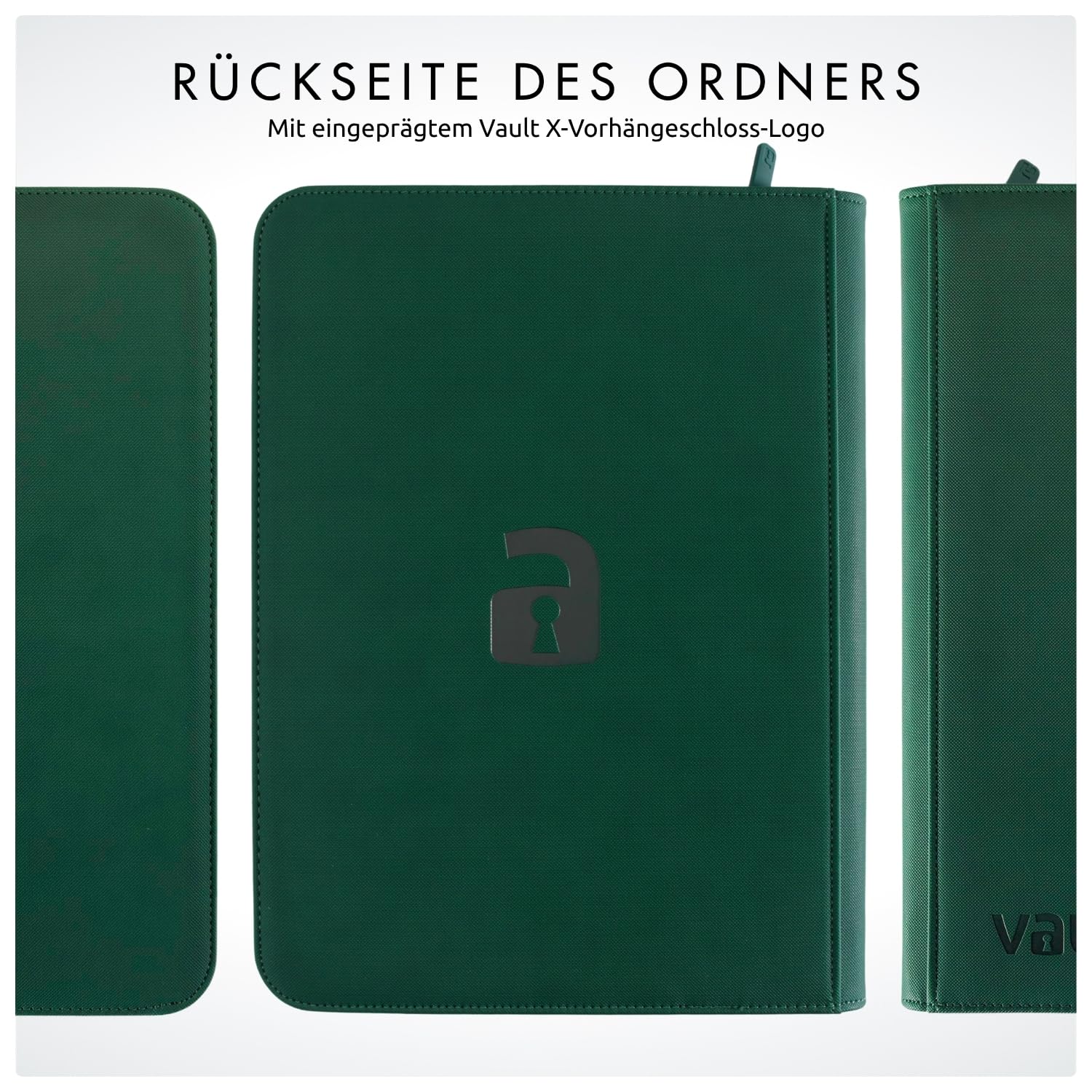 Vault X 9-Taschen-Trading-Kartenordner mit Reißverschluss, 360 Karten, Premium Exo-Tec-Albummaterial, 20 seitlich ladbare Seiten, Sammelordner für Sammelkartenspiele, Sportkarten, TCG (Grün) - Image 2