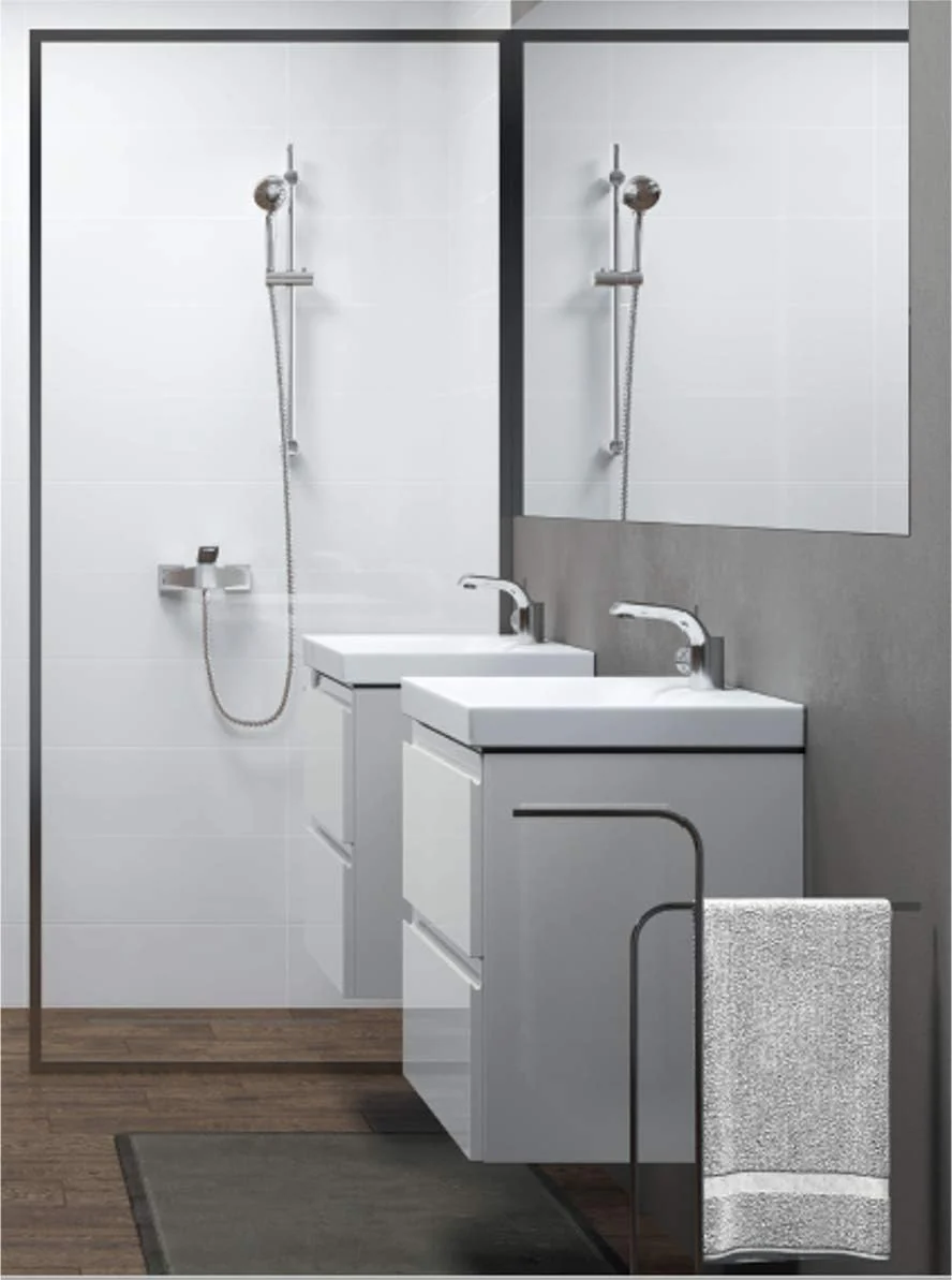 VBChome Badmöbel 80 cm Weiß Hängeschrank Wandschrank Waschbecken mit Unterschrank Keramik Waschtisch 2-Schubladen gefräste Griffe Moduo Modern Elegant - Image 10