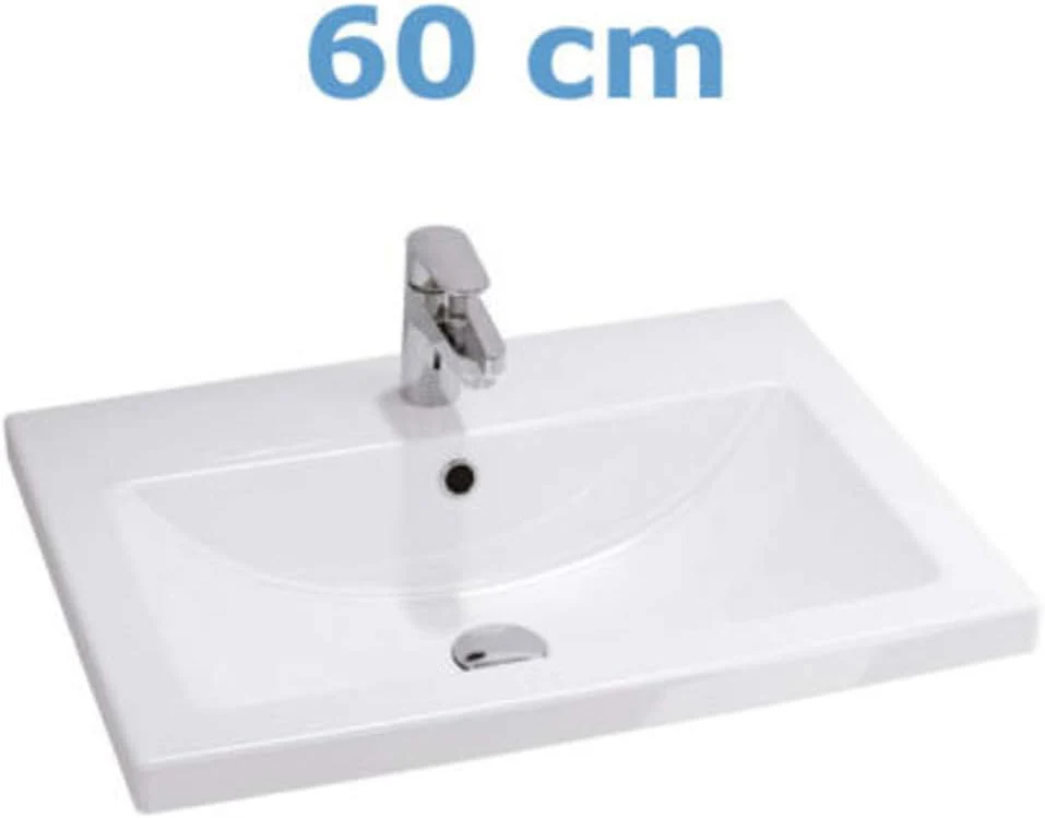 VBChome Waschtischunterschrank 60 cm Waschbecken mit Unterschrank 2 Schubladen Nussbaum Badmöbel weiß Hochglanz Badezimmermöbel hängend - Image 8