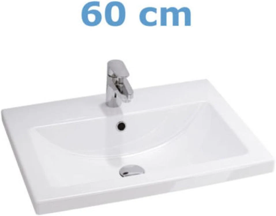VBChome Waschtischunterschrank 60 cm Waschbecken mit Unterschrank 2 Schubladen Weiß Badmöbel weiß Hochglanz Badezimmermöbel hängend - Image 11