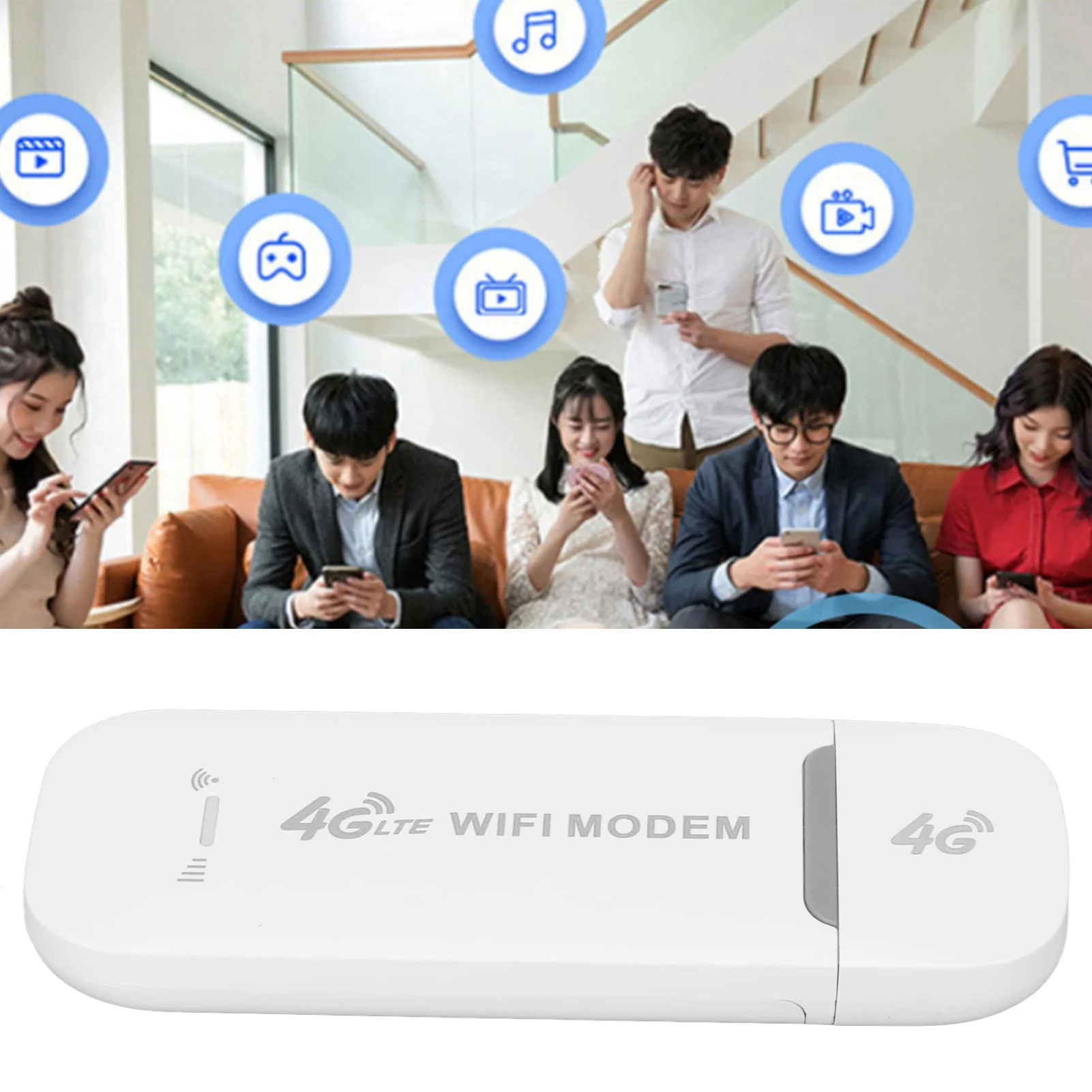 VBESTLIFE 4G-LTE-USB-WLAN-Modem, 150-Mbit/s-WLAN-Router mit SIM-Kartensteckplatz, Unterstützt 10 Benutzer, Tragbarer Reise-Hotspot, Unterstützt LTE B1 B3 B5 - Image 5