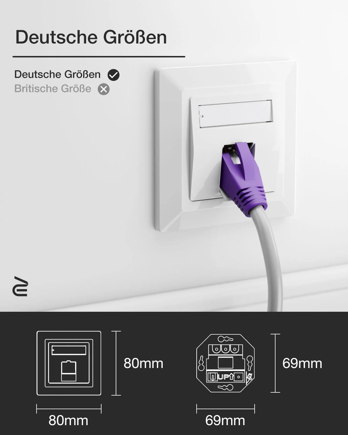 VCELINK 1x Keystone Netzwerkdose Unterputz CAT7/6A 1Fach, Lan Dose Keystone RJ45 Modul, STP Vollgeschirmt, RJ45 Ethernet Datendose DSL Patchkabel Verlegekabel - Image 4
