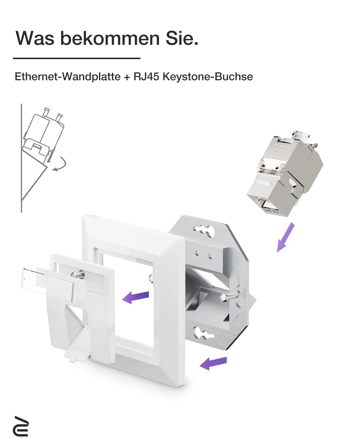 VCELINK 1x Keystone Netzwerkdose Unterputz CAT7/6A 1Fach, Lan Dose Keystone RJ45 Modul, STP Vollgeschirmt, RJ45 Ethernet Datendose DSL Patchkabel Verlegekabel - Image 5