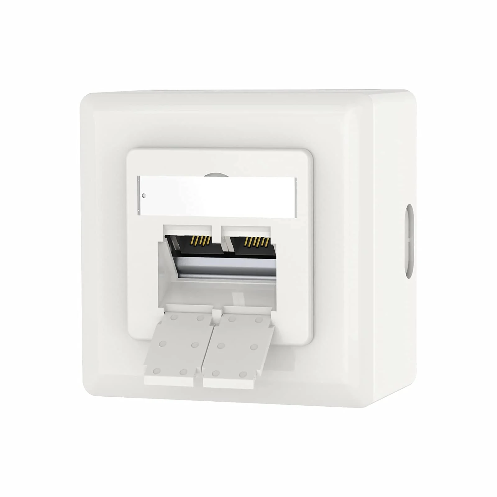 VCELINK Universal Netzwerkdose Cat6A, 2 x RJ45 Port Lan Dose, Datendose Aufputz oder Unterputz - Geschirmt, 10 Gigabit Ethernet Netzwerk RJ45 Dose, POE, CAT7 CAT6 CAT5, Weiß - Image 4