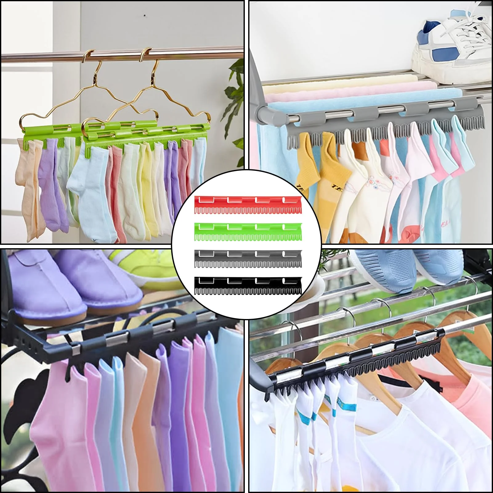 vcsjw 4 Stück Sockentrockner,Socken Aufhänger Für Wäscheständer,Sockenhalter Wäscheständer,Wäscheständer Sockenhalter,Sockenbügel Kunststoff,Sockenaufhänger,Für Socken, Unterwäsche, Kleine Kleidung - Image 7