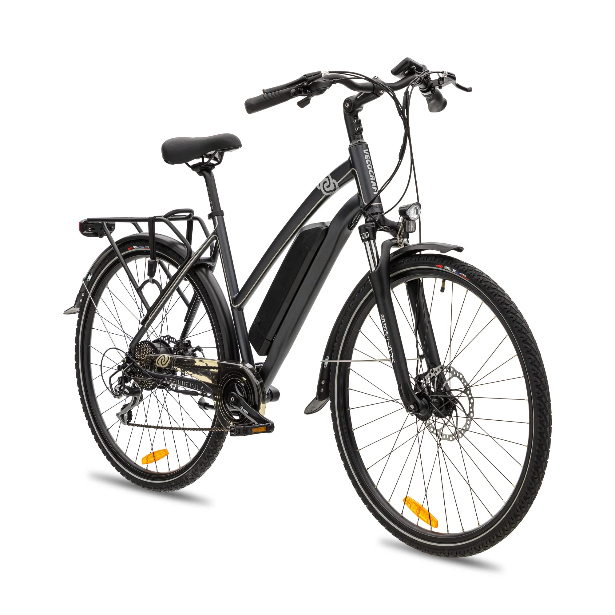 VecoCraft Athena E-Bike, e Bike Damen 28". Trekking Elektrofahrrad Herren Damen mit 36V 13Ah Akku, 250W-Heckmotor und 8-Gang-Getriebe, mit LCD Display, ebike Damen 28 Zoll