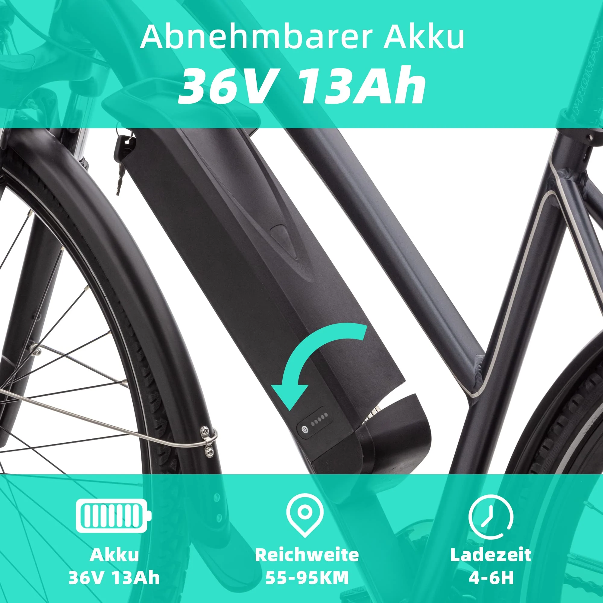 VecoCraft Athena E-Bike, e Bike Damen 28". Trekking Elektrofahrrad Herren Damen mit 36V 13Ah Akku, 250W-Heckmotor und 8-Gang-Getriebe, mit LCD Display, ebike Damen 28 Zoll - Image 7