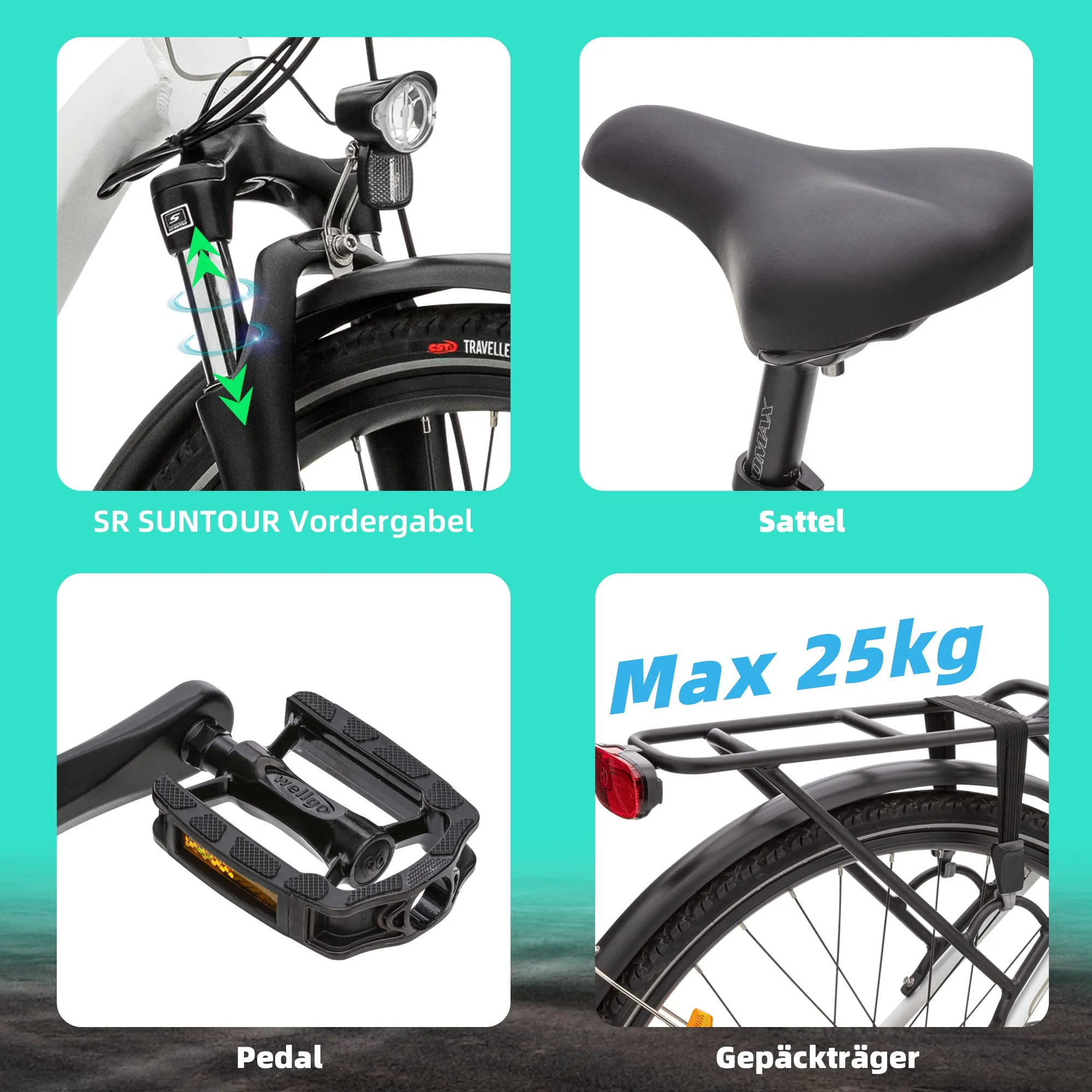 VecoCraft Athena E-Bike, e Bike Damen 28". Trekking Elektrofahrrad Herren Damen mit 36V 13Ah Akku, 250W-Heckmotor und 8-Gang-Getriebe, mit LCD Display, ebike Damen 28 Zoll - Image 6