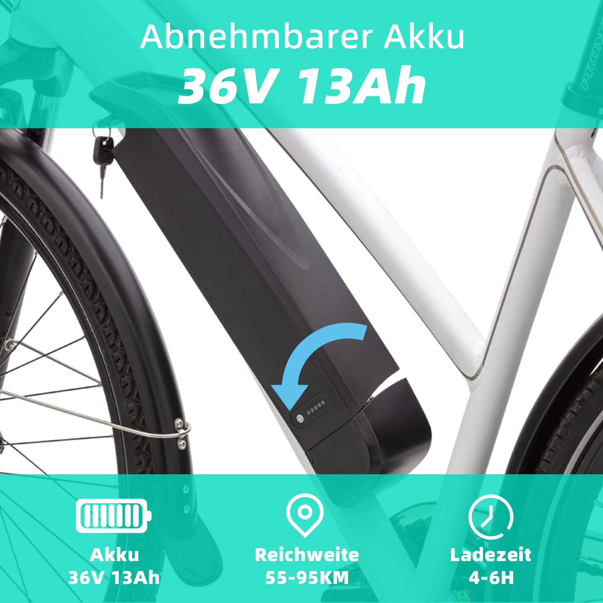 VecoCraft Athena E-Bike, e Bike Damen 28". Trekking Elektrofahrrad Herren Damen mit 36V 13Ah Akku, 250W-Heckmotor und 8-Gang-Getriebe, mit LCD Display, ebike Damen 28 Zoll - Image 7