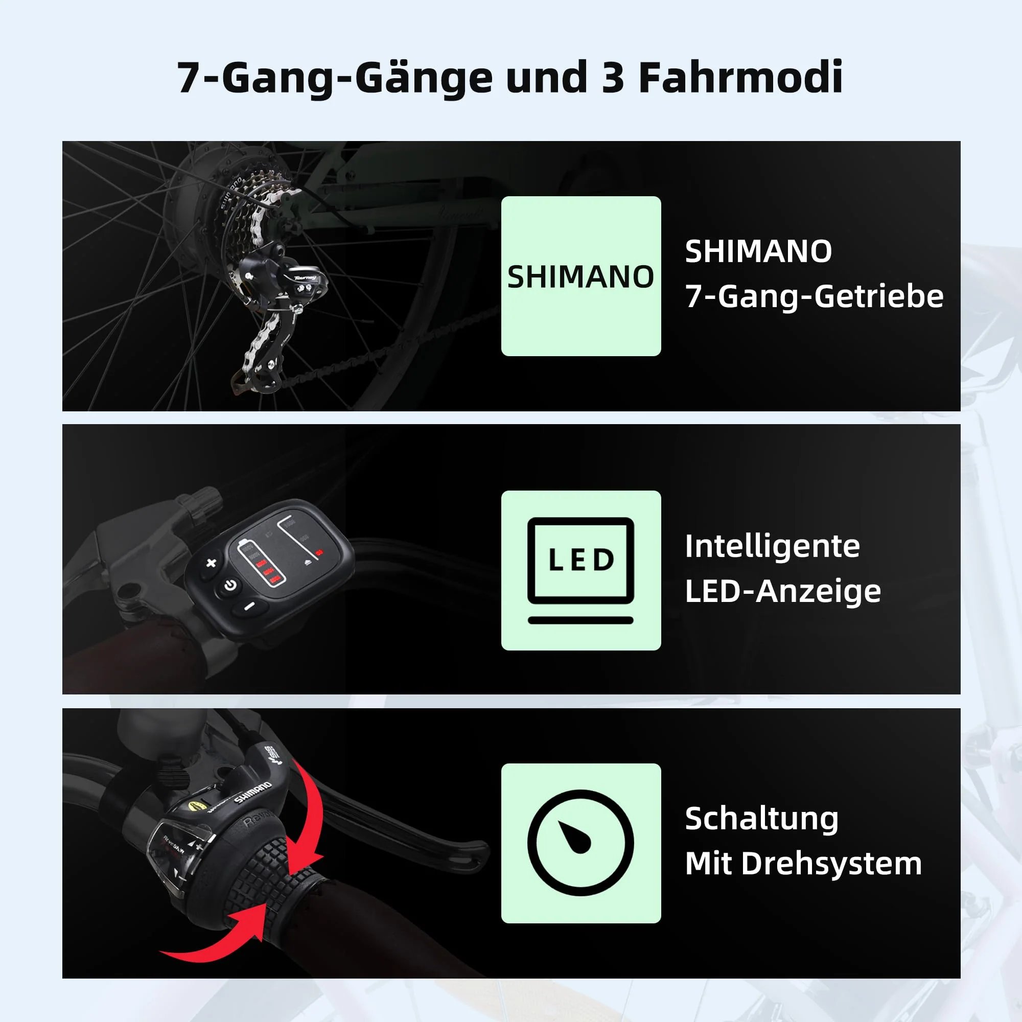 VecoCraft E-Bike City Elektrofahrrad für Herren und Damen 28 Zoll 7-Gang-Modus 3 Fahrmodi mit 10 Ah Akku 36V 250W Heckmotor RH 46 cm (Olivgrün) - Image 3