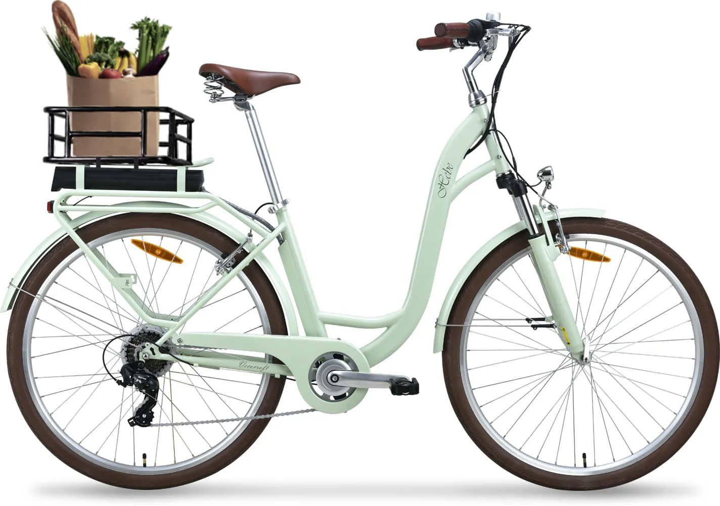 VecoCraft E-Bike City Elektrofahrrad für Herren und Damen 28 Zoll 7-Gang-Modus 3 Fahrmodi mit 10 Ah Akku 36V 250W Heckmotor RH 46 cm (Olivgrün) - Image 7