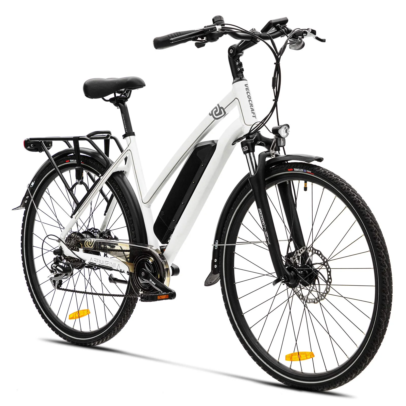 VecoCraft Elektrofahrrad E Bike Athena, Trekking Pedelec für Damen Herren, 28 Zoll Urban Citybike, mit 36V 250W 13Ah Akku 25km/h 100km, Shimano 8-Gang Electric Bike, Weiss - Image 7