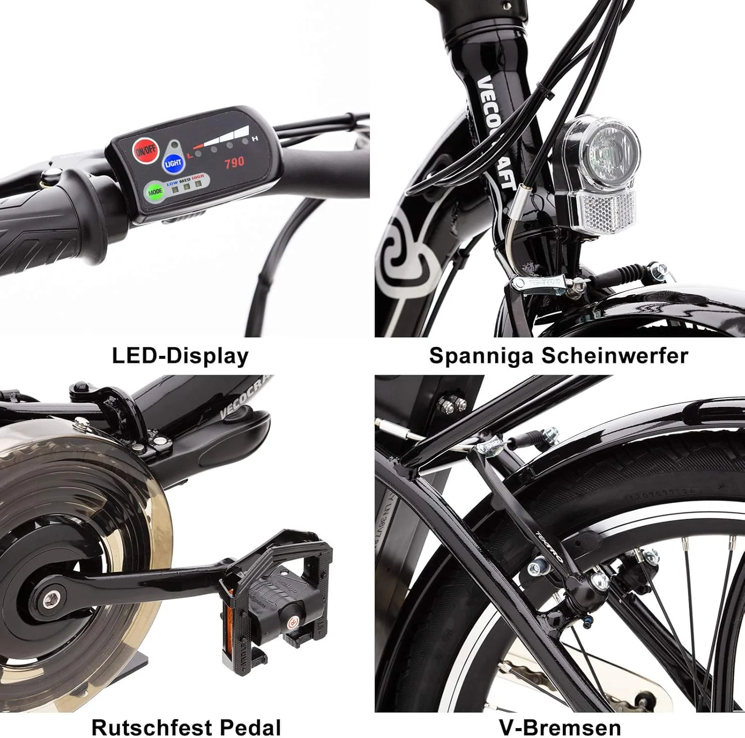 VecoCraft Nemesis E-Bike klapprad, e-Bike klapprad 20 Zoll, 36V 7.8Ah ausziehbarer Baterrie, 250W Motor, E-Klapprad tragbares E-Bike Klapprad ebike Herren