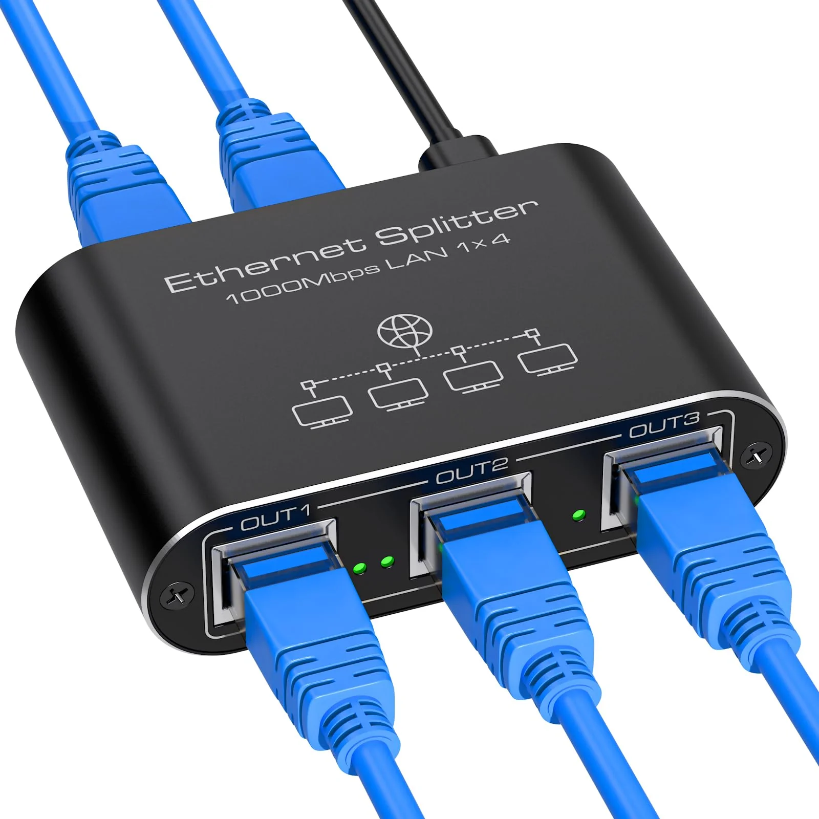 VEDINDUST LAN Splitter 1 Auf 4 1000Mbps Aluminium Netzwerk Switch Gigabit Ethernet Verteiler für Computer, Hubs, Router, Set-Top Box Mit USB-C Netzkabel - Image 4