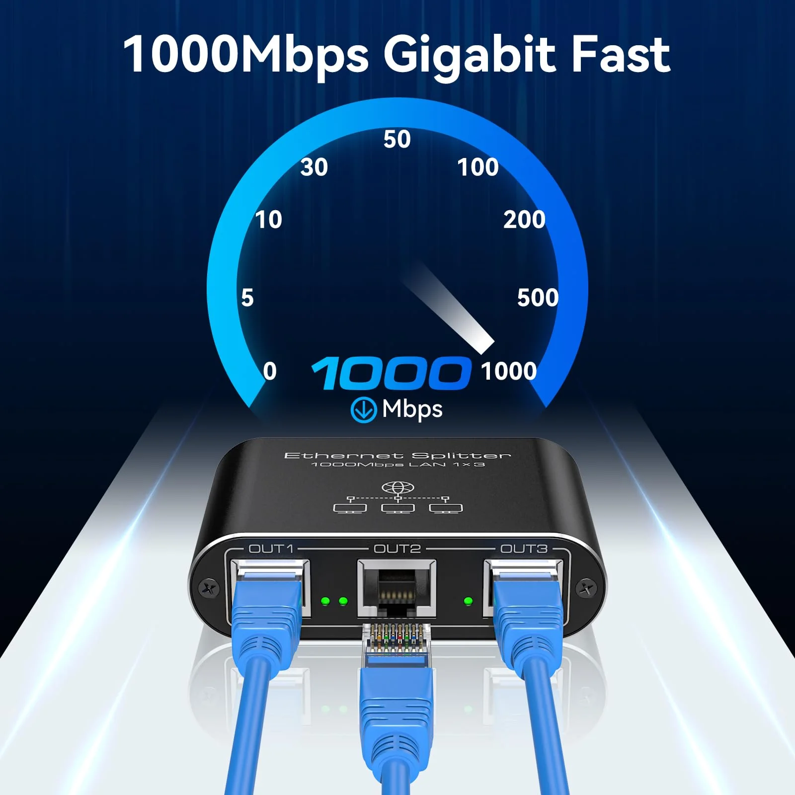 VEDINDUST LAN Switch 1 Auf 3 1000Mbps Netzwerk Splitter Aluminium Gigabit Ethernet Verteiler Mit USB-C-Netzkabel für Computer, Router, Set-Top Box - Image 6