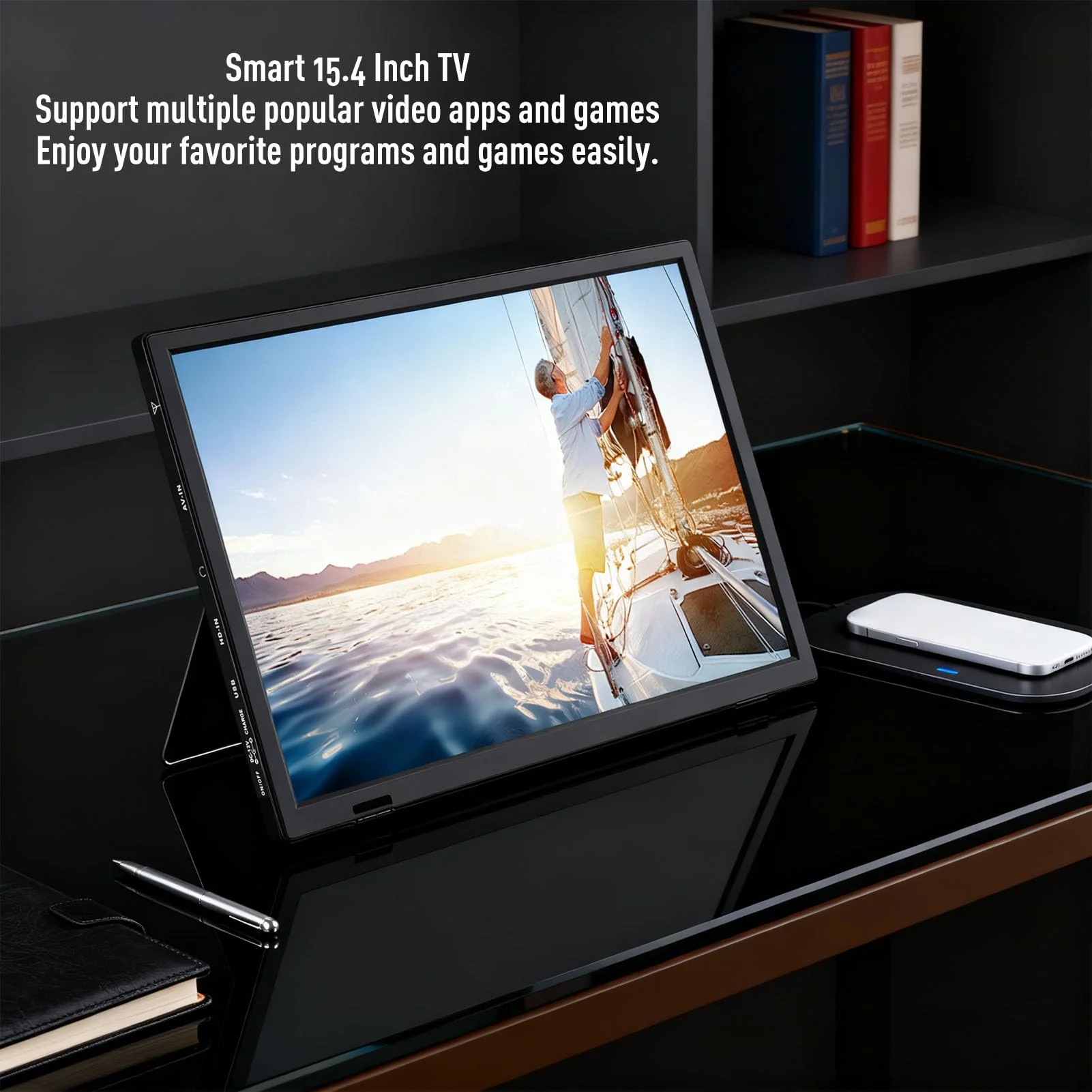 VELATEMOR Smarter 15,4-Zoll-Fernseher, für mit 1 GB DRAM, 8 GB Speicher, Unterstützt Netflix Prime Video, Bluetooth-Sprachfernbedienung, für Küche, Schlafzimmer, Badezimmer - Image 9