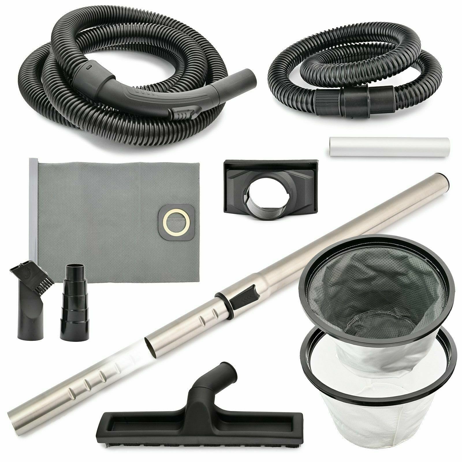 Verda Nass- und Trockensauger 1650W Industriesauger + Steckdose + Wasserablass + Blasfunktion Aschesauger für Kamin und Pelletofen 25 Liter Metallbehälter Edelstahltank [SN196]