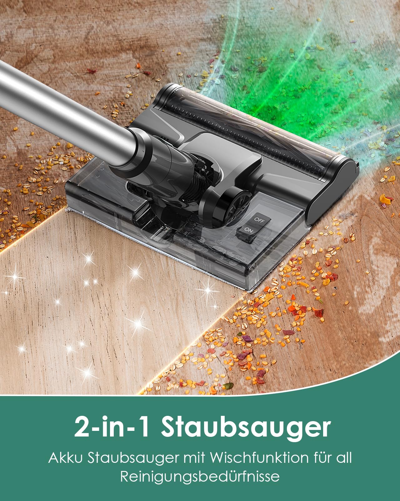 VersLife S7 Plus Akku Staubsauger mit Wischfunktion, 500W/40000Pa Staubsauger kabellos, Bis zu 40Min Laufzeit, Akkusauger Freistehend, leicht und vielseitig, Stabstaubsauger für Hartböden, Tierhaare - Image 8