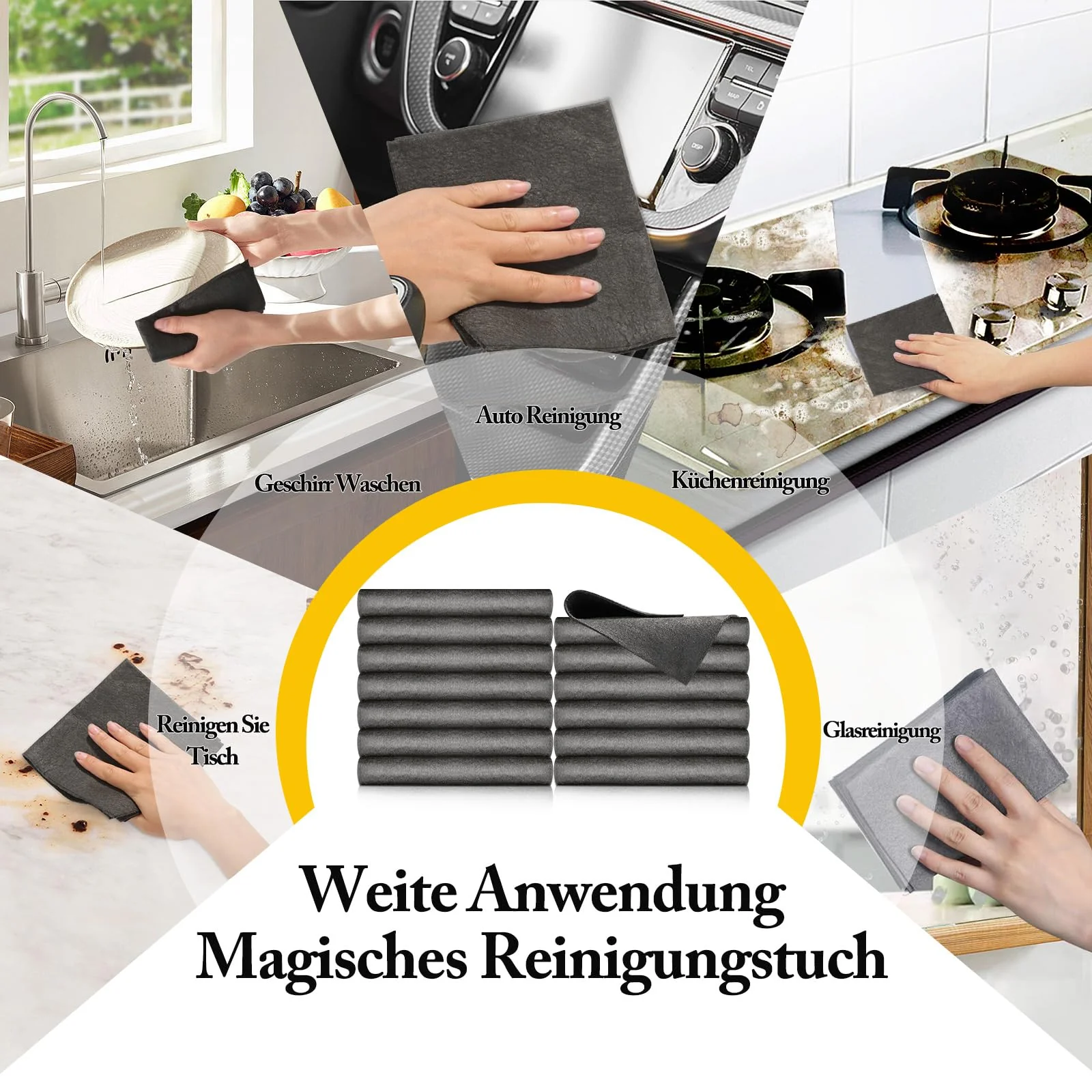VEVOQIM 15 Stück Verdicktes Magisches Reinigungstuch Wiederverwendbare Mikrofaser Magisches Reinigungstuch Verdickt,Verdicktes Magisches Reinigungstuch für Autos,Küche,Glas (15 Stück) - Image 12