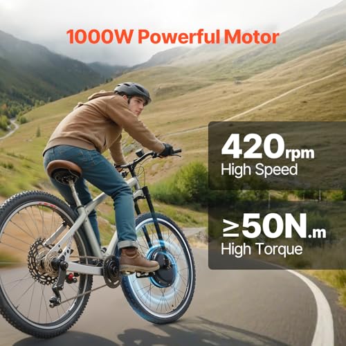 VEVOR 1000 W Elektro-Fahrrad Kit, 48 V 420 U/min φ650mm Vorderrad-E-Bike-Nabenmotorsatz mit verbessertem Geschwindigkeitsregler, Gasgriffsatz, LCD-Display und PAS-System für Rennrad - Image 8