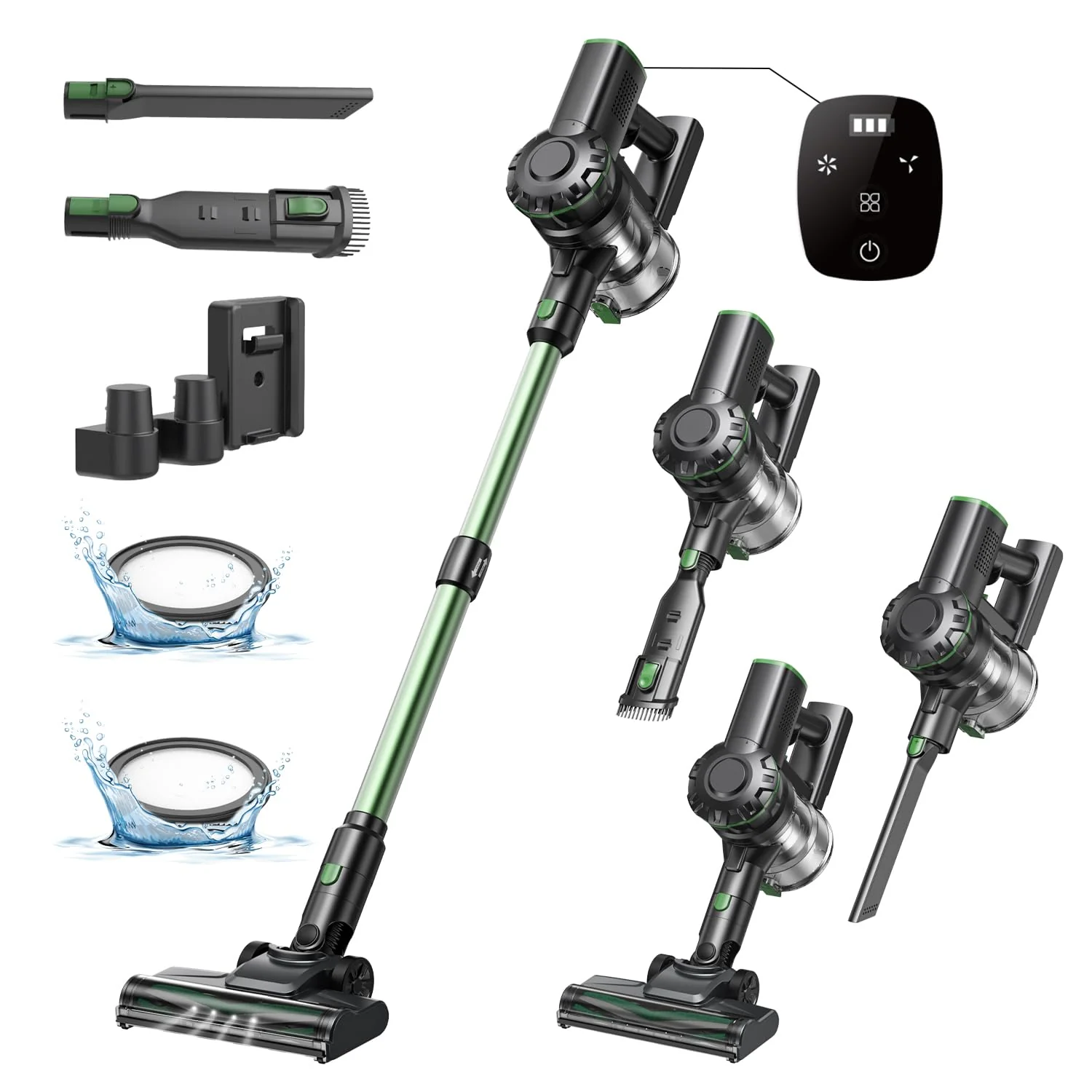Vexilar Akku Staubsauger 40KPa, Staubsauger Kabellos mit HyperMotor™ 500W Bürstenloser Motor, Akkustaubsauger mit 50min Laufzeit, Kabelloser Staubsauger mit Berührungsbildschirm für Hartboden Teppich - Image 8