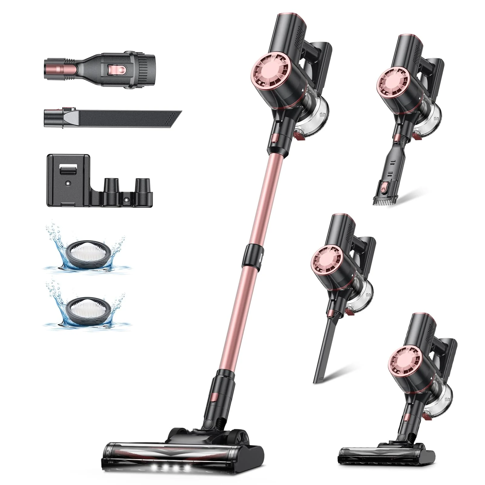 Vexilar Akku Staubsauger 45000Pa/ 50Mins/ 450W, 6-in-1 Staubsauger Kabellos Selbststehend, Akkustaubsauger mit LED Touchscreen, Klein und Leicht für Hartböden Teppiche Tierhaare - Image 2