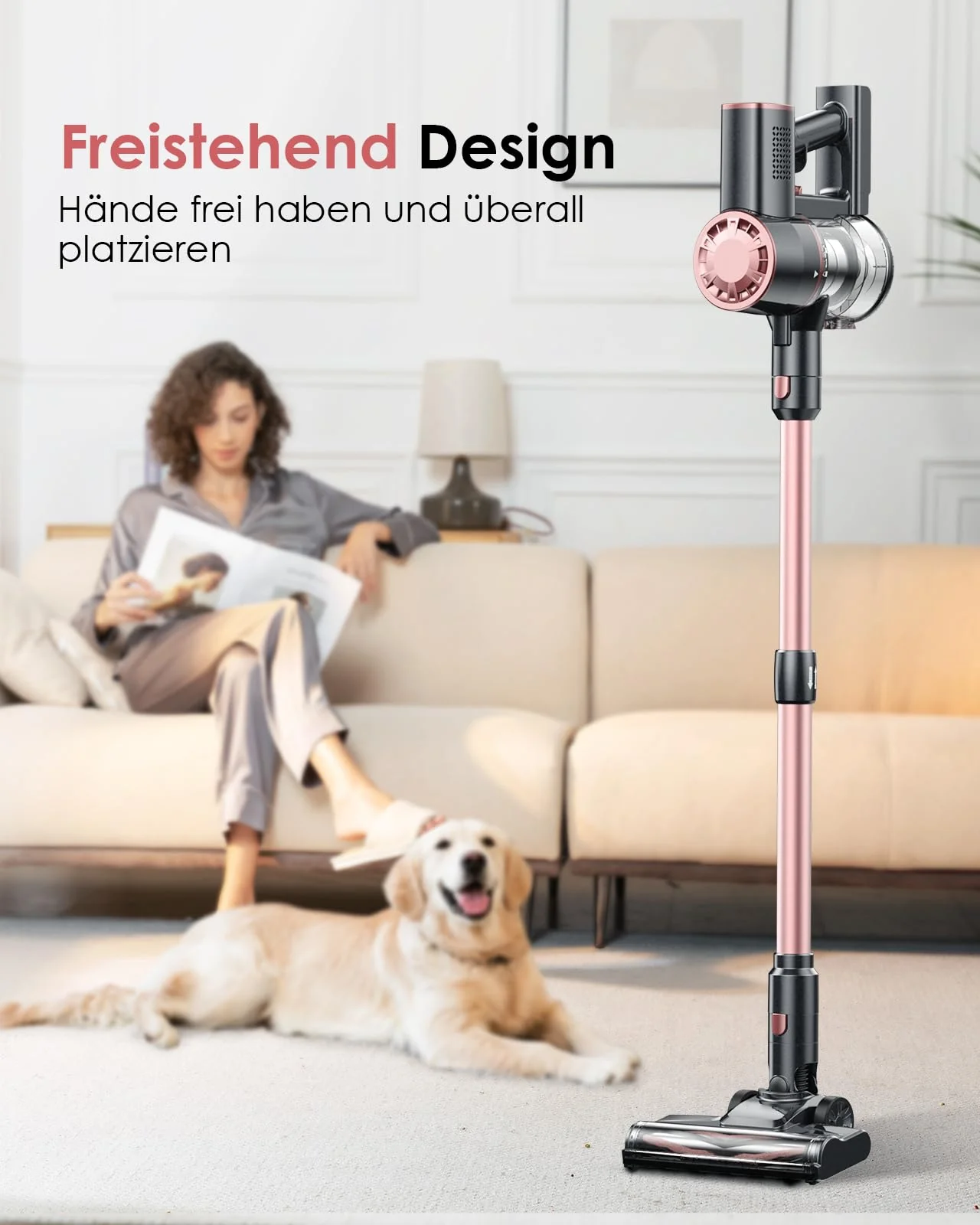 Vexilar Akku Staubsauger 45000Pa/ 50Mins/ 450W, 6-in-1 Staubsauger Kabellos Selbststehend, Akkustaubsauger mit LED Touchscreen, Klein und Leicht für Hartböden Teppiche Tierhaare - Image 4