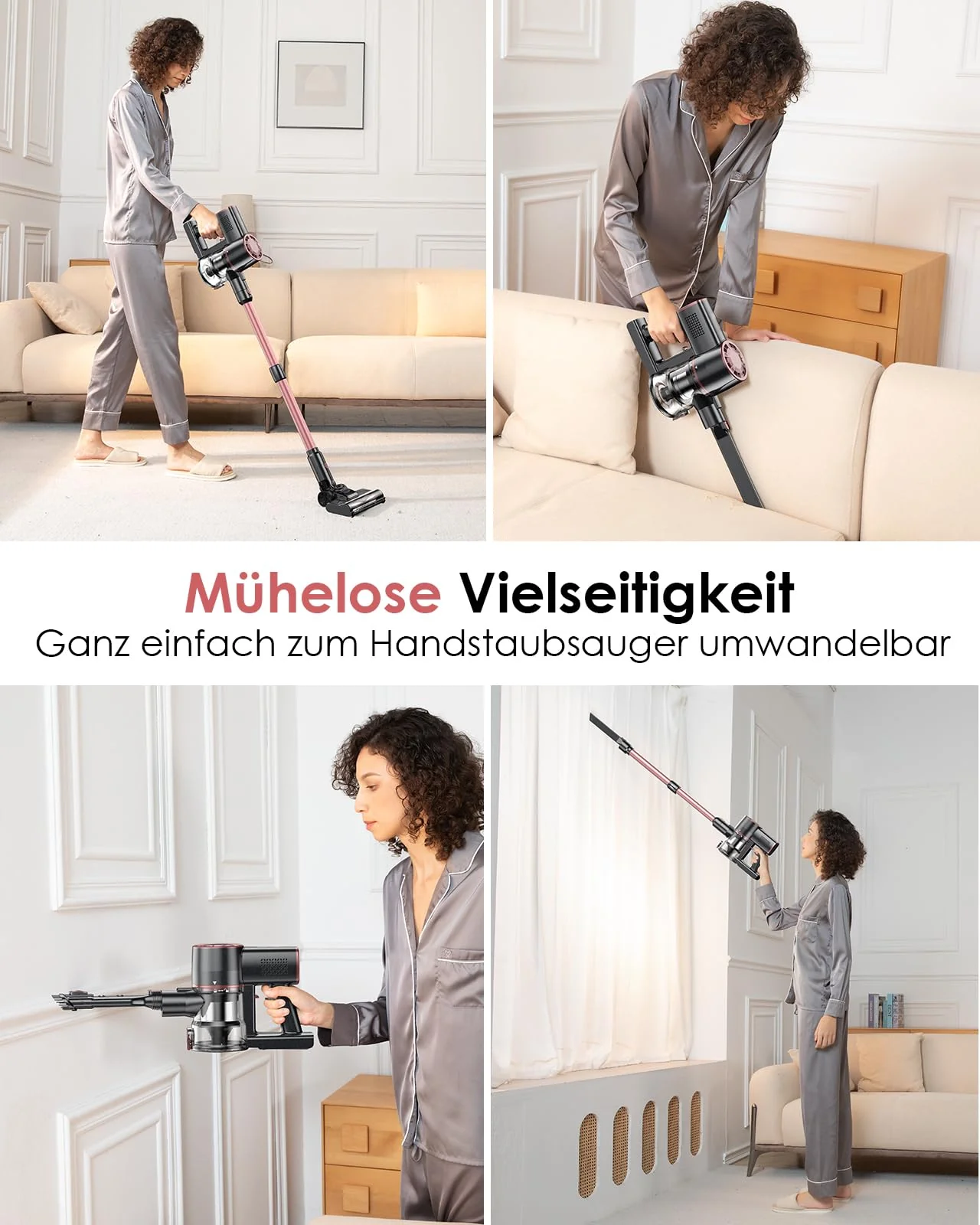 Vexilar Akku Staubsauger 45000Pa/ 50Mins/ 450W, 6-in-1 Staubsauger Kabellos Selbststehend, Akkustaubsauger mit LED Touchscreen, Klein und Leicht für Hartböden Teppiche Tierhaare - Image 5