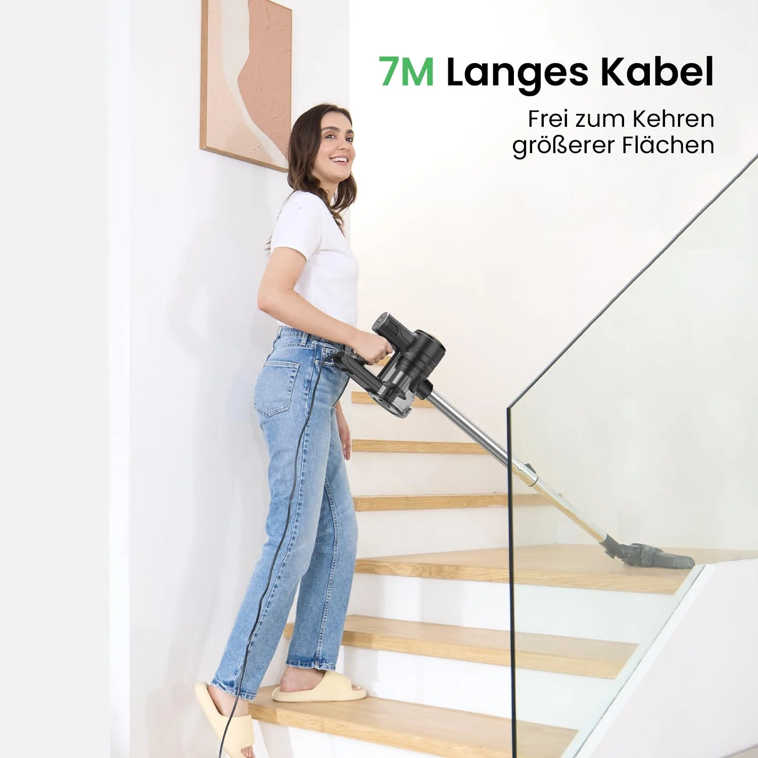 Vexilar C6 3-in-1 Staubsauger, 20KPa Staubsauger mit Kabel, 600W Vacuum Cleaner, 7M Handstaubsauger, Stielstaubsauger mit Kabel mit Überhitzungsschutz, 800 ml Staubbehälter mit Handgriff für Tierhaare - Image 4