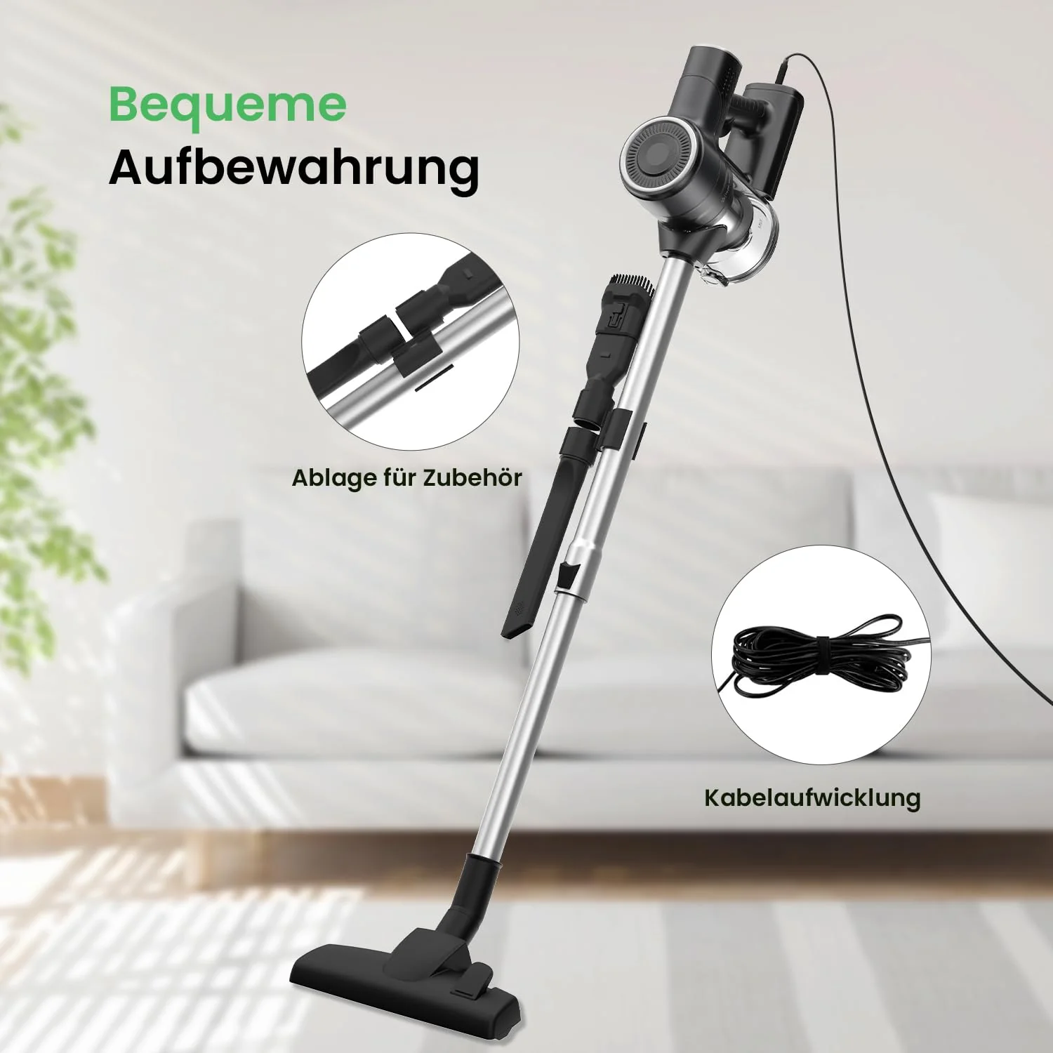 Vexilar C6 3-in-1 Staubsauger, 20KPa Staubsauger mit Kabel, 600W Vacuum Cleaner, 7M Handstaubsauger, Stielstaubsauger mit Kabel mit Überhitzungsschutz, 800 ml Staubbehälter mit Handgriff für Tierhaare - Image 8