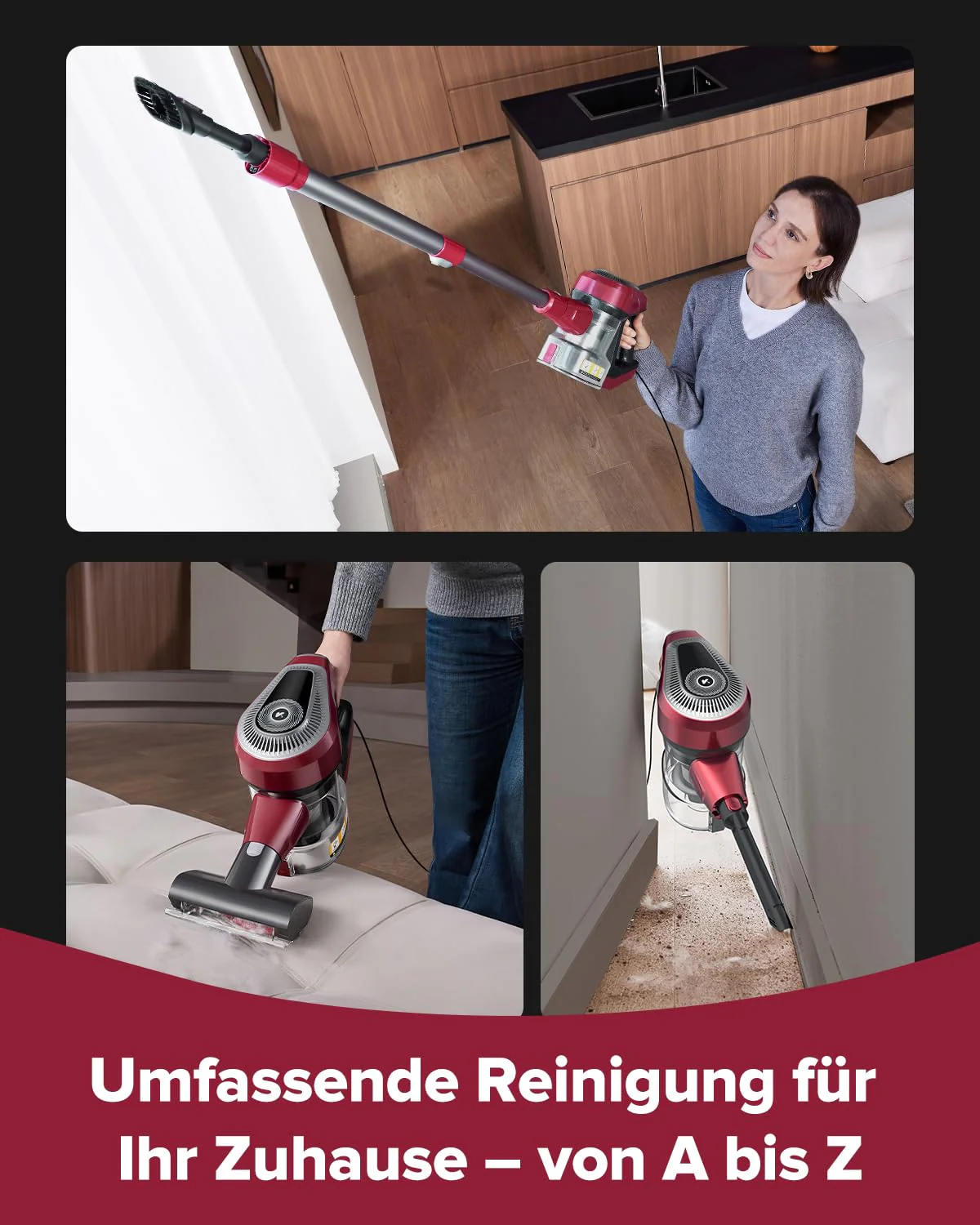 Vexilar C8 Staubsauger mit Kabel - 600W/60kPa Handstaubsauger mit 7m Kabellänge, verhedderungsfreie elektrische Upgrade-Bodenbürste, 1.5L beutelloser Behälter für Hartböden Teppiche Tierhaare - Image 5