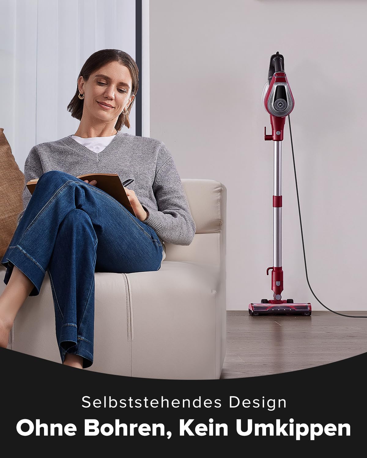 Vexilar C8 Staubsauger mit Kabel - 600W/60kPa Handstaubsauger mit 7m Kabellänge, verhedderungsfreie elektrische Upgrade-Bodenbürste, 1.5L beutelloser Behälter für Hartböden Teppiche Tierhaare - Image 8