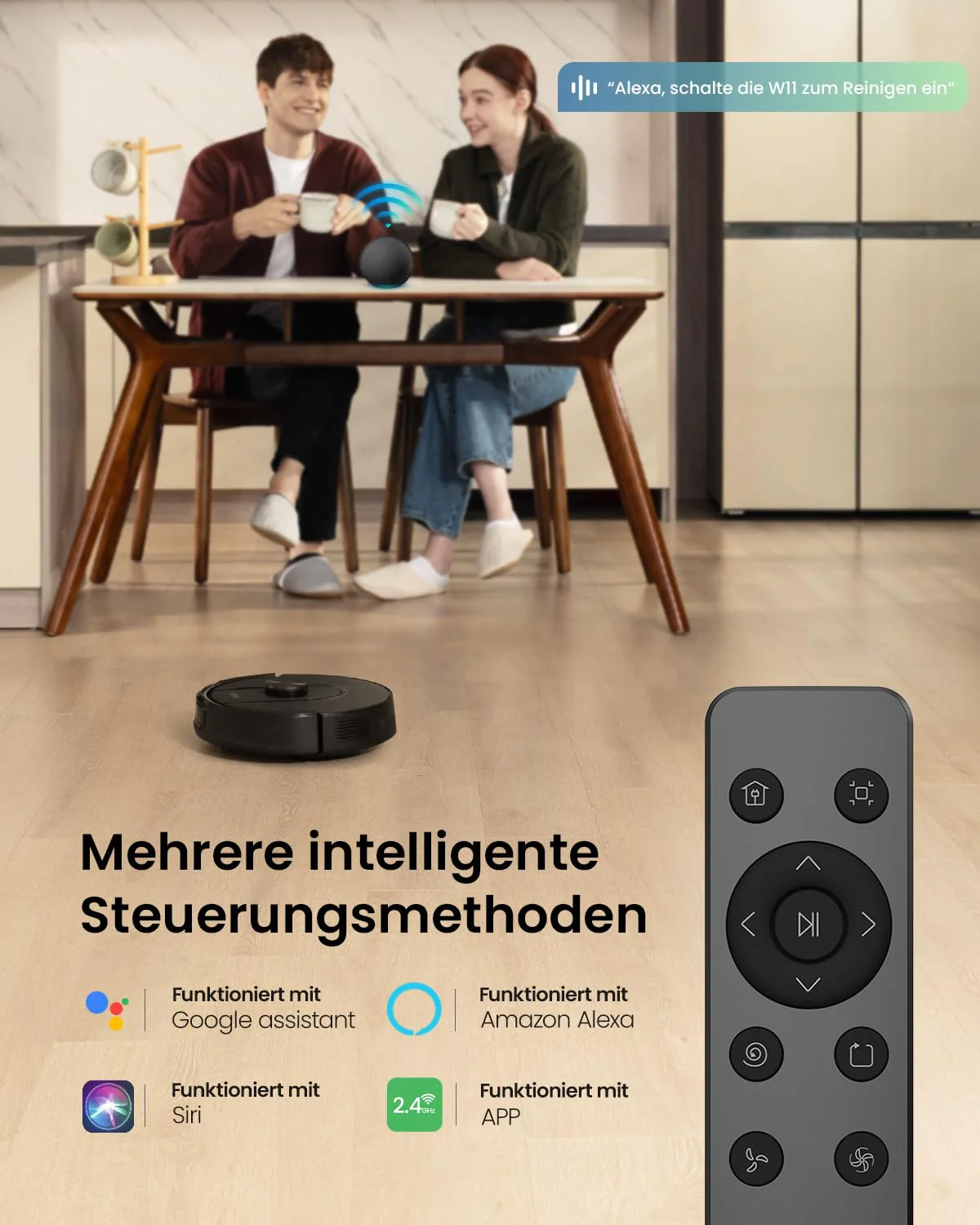 Vexilar W11 Staubsauger Roboter mit Wischfunktion, 3L Saugroboter mit Absaugstation, 6000Pa Saugkraft, 180Min Laufzeit, LiDAR Navigation, 15 No-Go Zonen, APP Steuerung, Ideal für Teppich und Tierhaare - Image 2