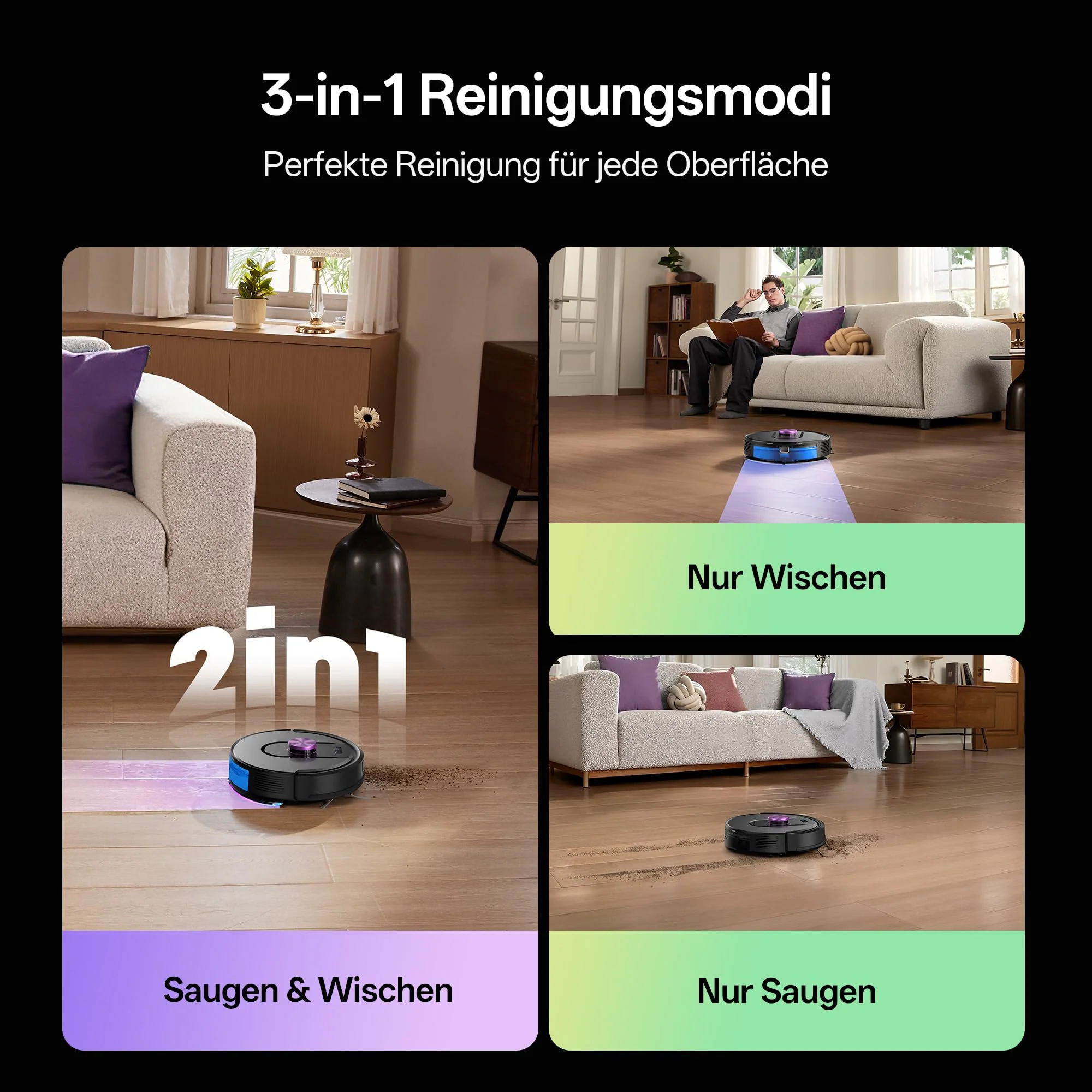 Vexilar W15 Saugroboter mit Wischfunktion, Beutelloser Multi-Zyklon-Absaugstation Staubsauger Roboter, 10000Pa, LiDAR Navigation, 3-in-1 Saug und Wischroboter, 180Min Max, App- & Sprachsteuerung - Image 8