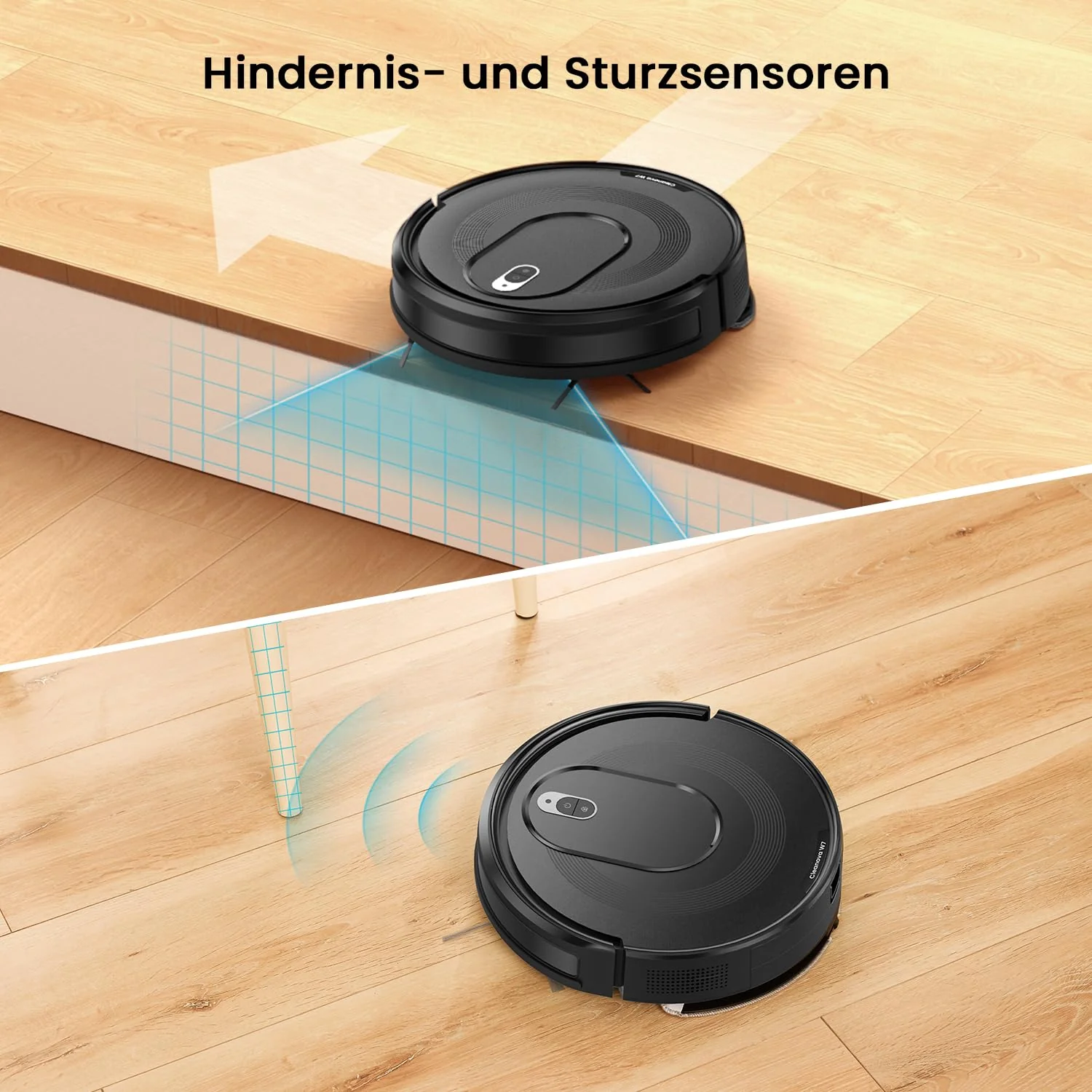 Vexilar W7 Saug und Wischroboter 3 in 1, 4000Pa Saugroboter mit Wischfunktion, Bürstenloses Düsendesign, 120Mins Max, Schlank und Geräuscharm Roboterstaubsauger ideal für Tierhaare, Hartböden, Teppich - Image 2