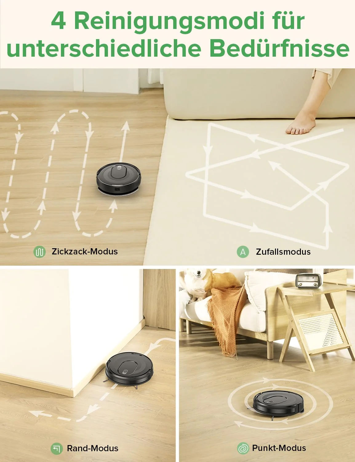 Vexilar W7 Saugroboter mit Wischfunktion 2 in 1, Staubsauger Roboter mit 3000Pa Saugkraft, 120Min Laufzeit Staubsaugerroboter, 3 Reinigungsmodi Roboterstaubsauger, Saugroboter Tierhaare und Hartböden - Image 6